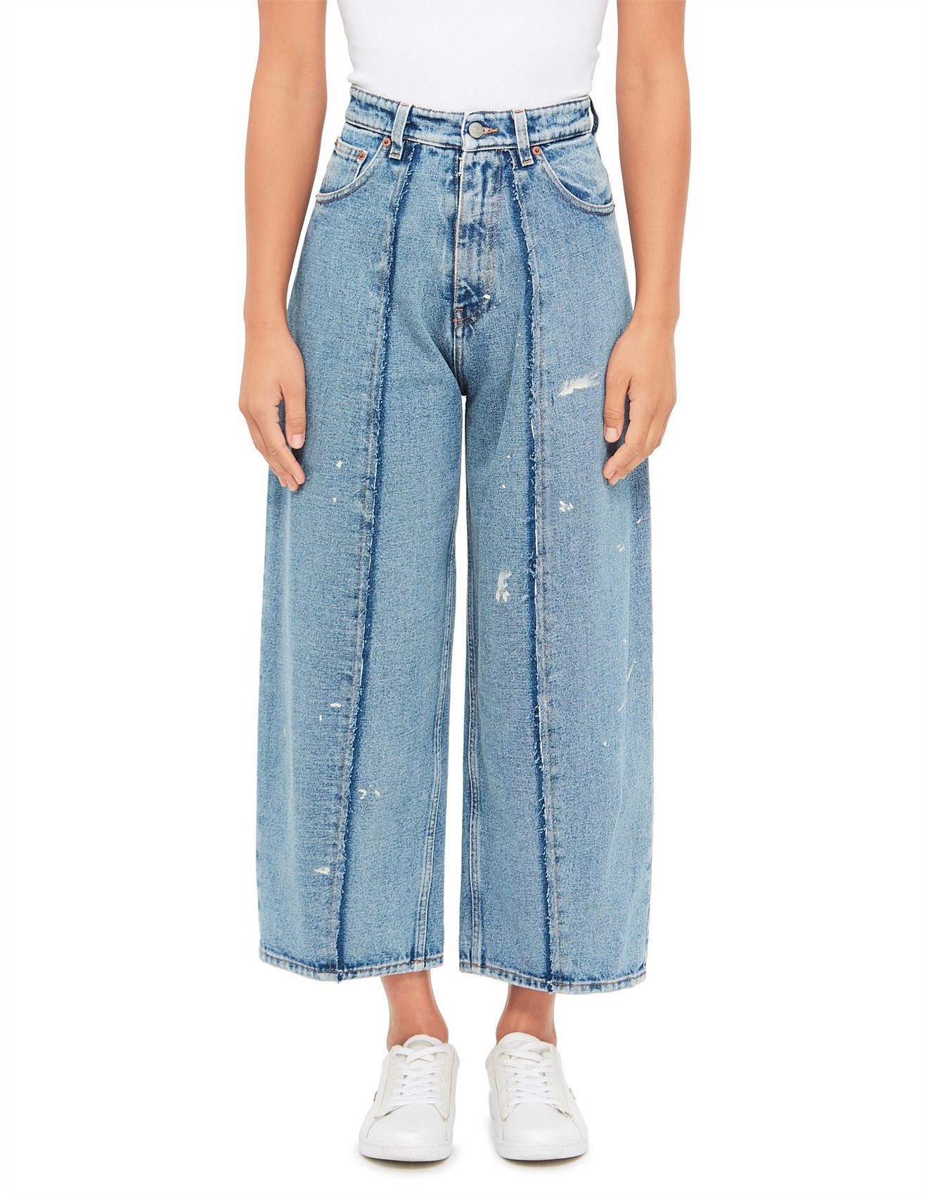 Mm6 Maison Margiela Mid-rise Cropped Jeans Light Blue | David Jones
