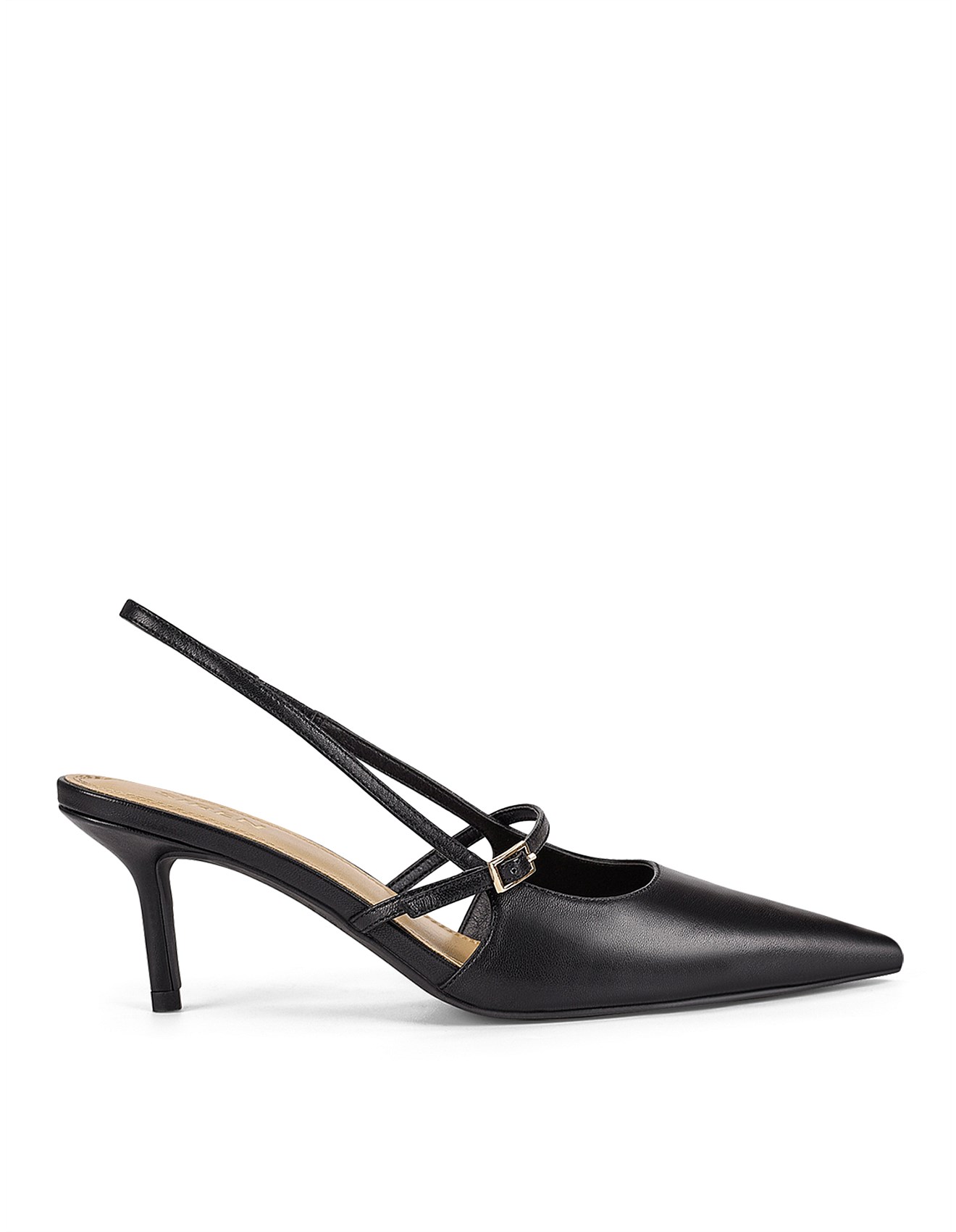 Siren Black Leather Pointed Toe Mules Xanthe Mary Jane Mules