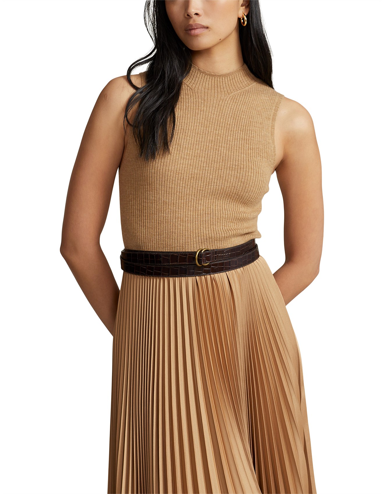 Polo Ralph Lauren Hybrid Sweater-pleated Wool Dress | David