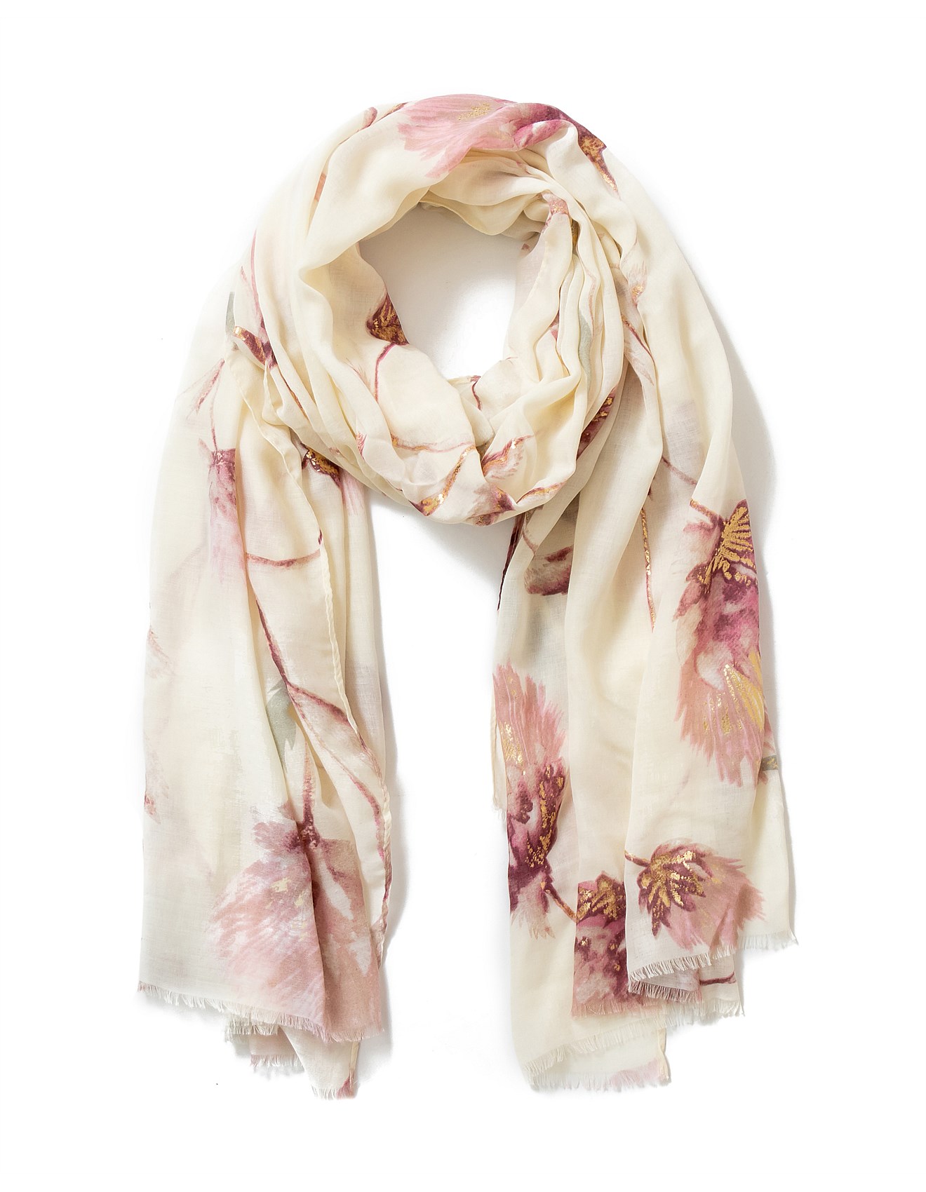 Gregory Ladner Floral Print Scarf With Foil Detail David Jones