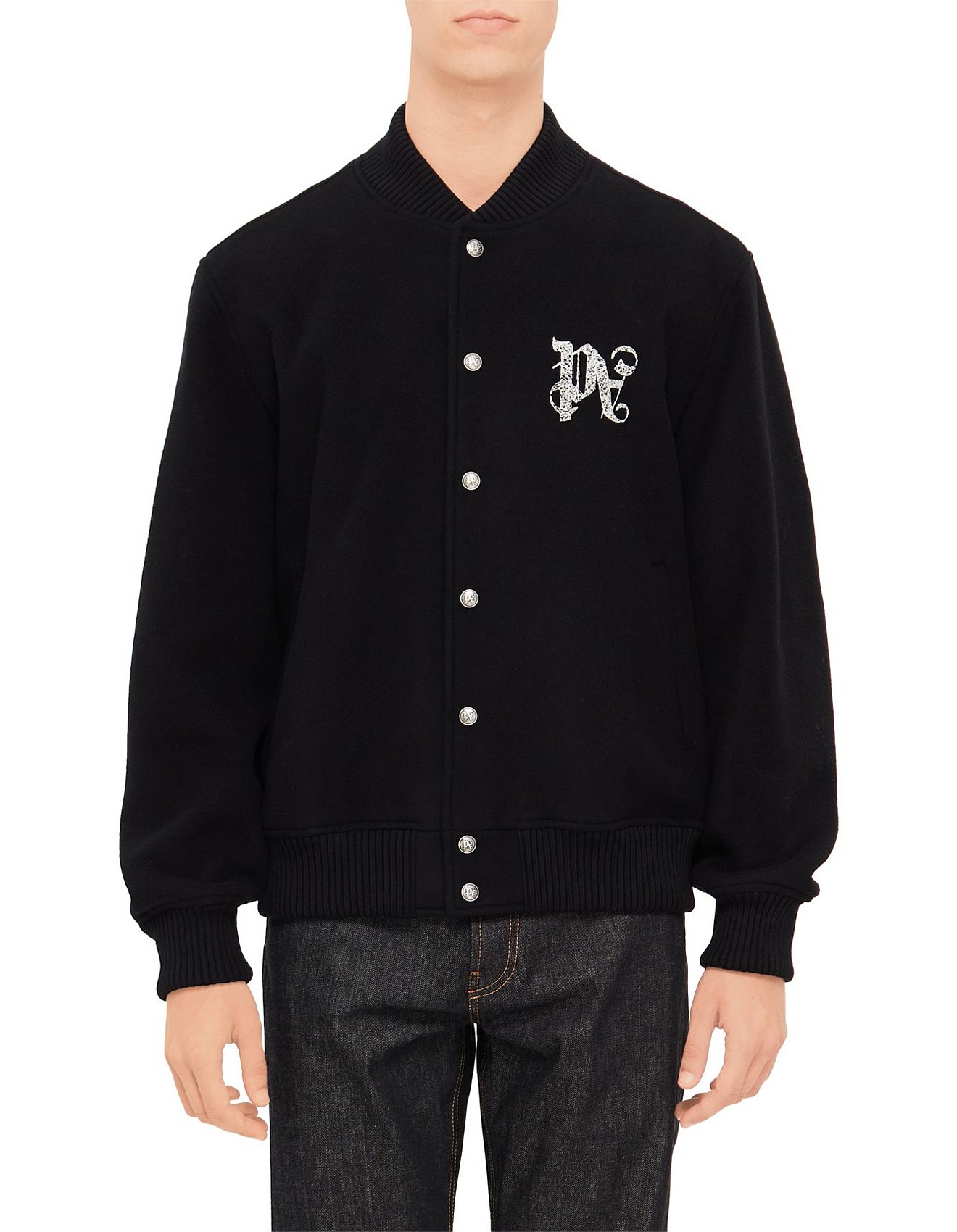 Palm Angels Monogram Varsity Bomber Jacket Black David Jones