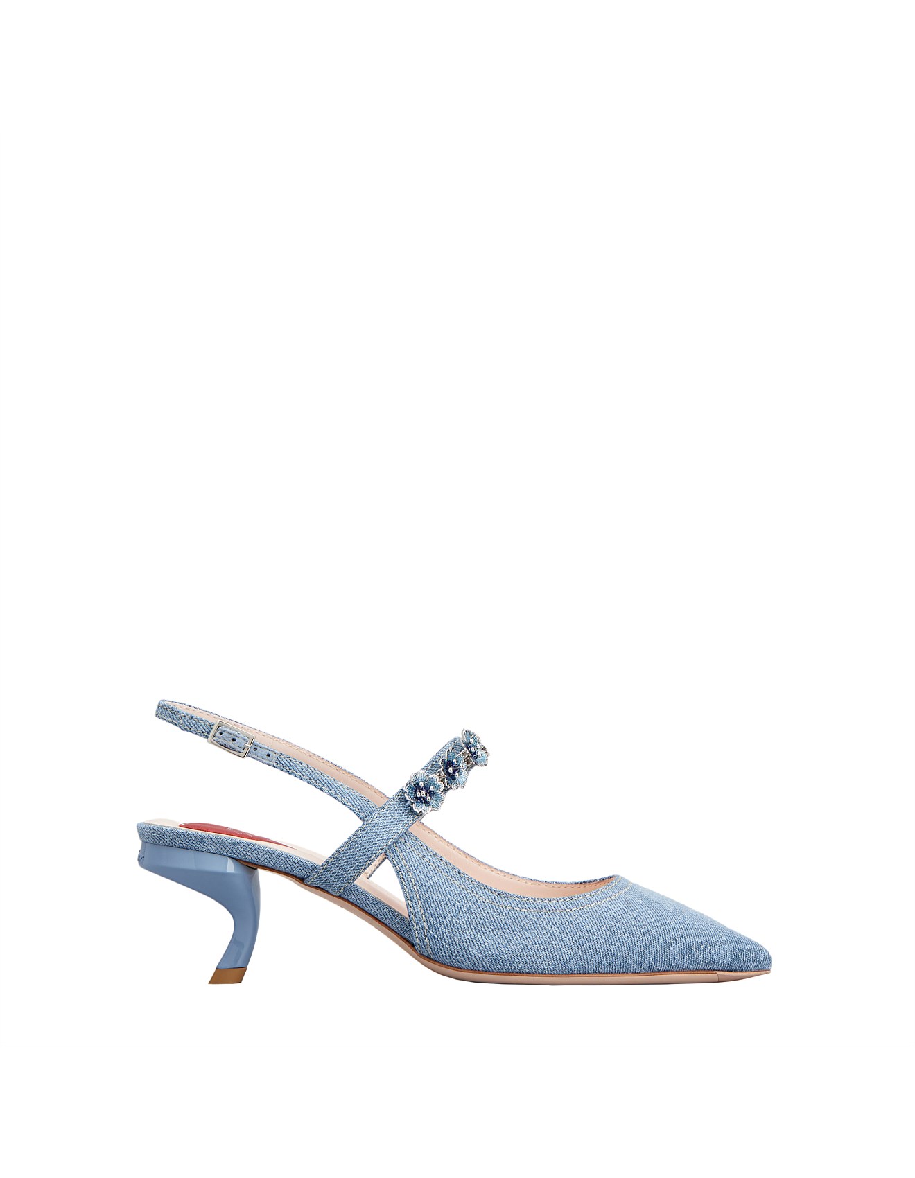 Roger Vivier Virgule Flower Slingback Pumps In Denim David Jones