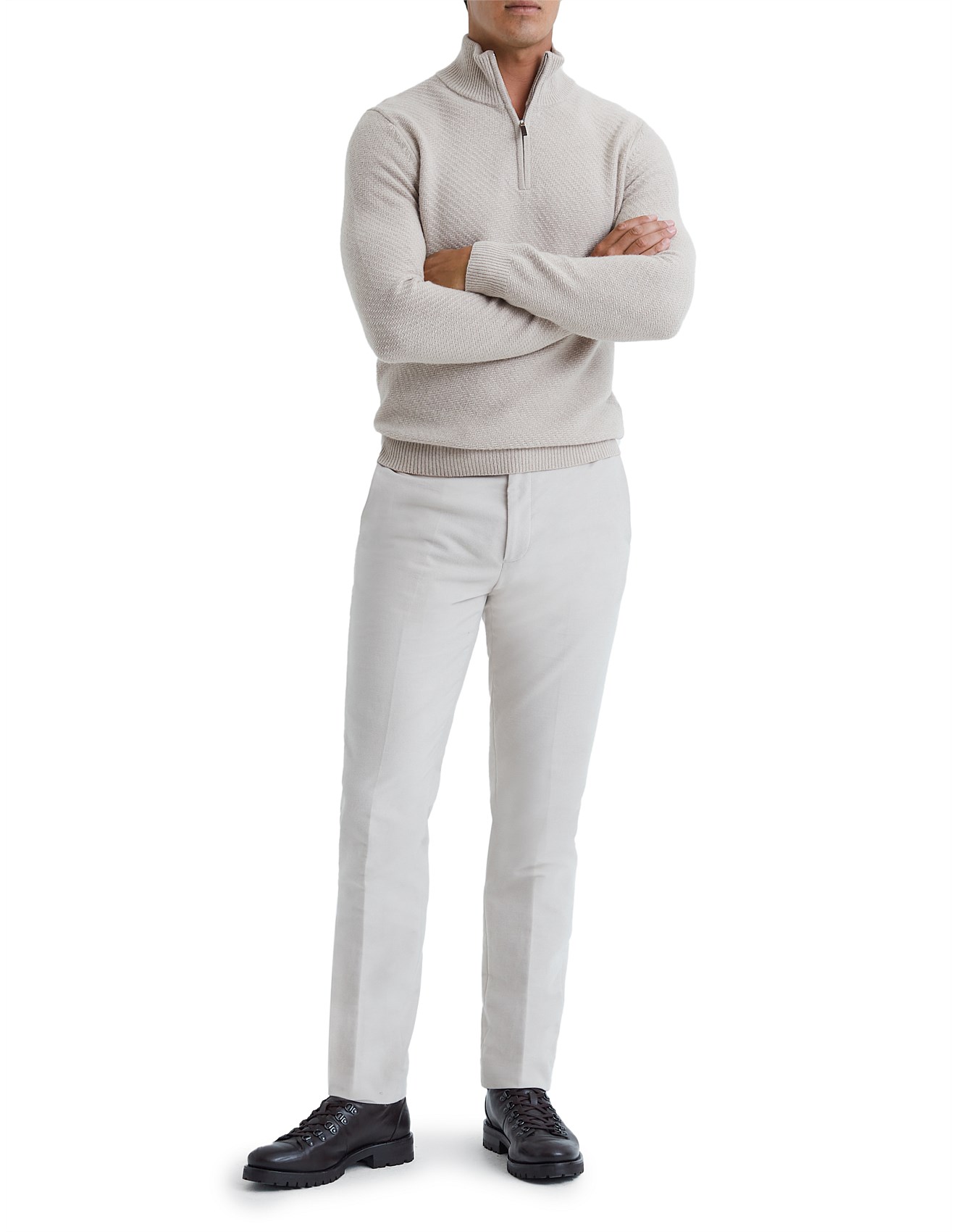 Reiss Tempo Long Sleeve Half Zip Textured Funnel Jumper David Jones