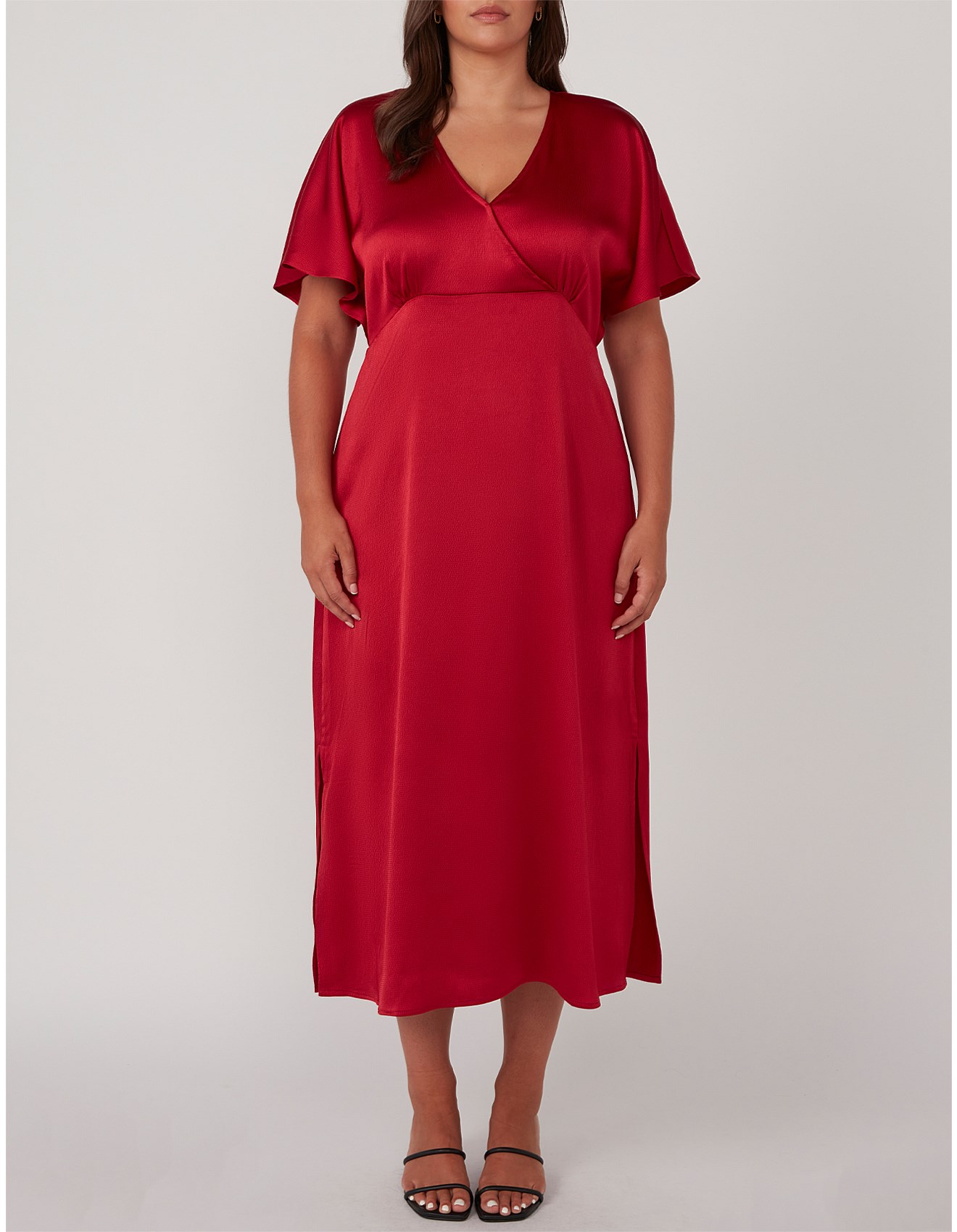 Estelle Artemis Red Satin Midi Dress David Jones