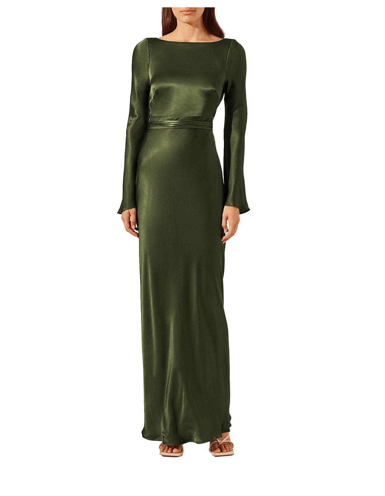 Shona Joy Elia Long Sleeve Open Back Tie Maxi Dress David Jones