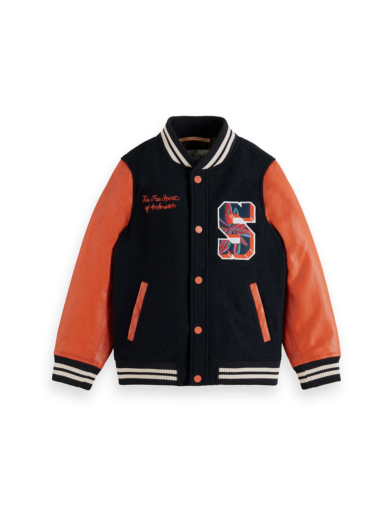 Scotch Soda Wool College Jacket With Leather David Jones