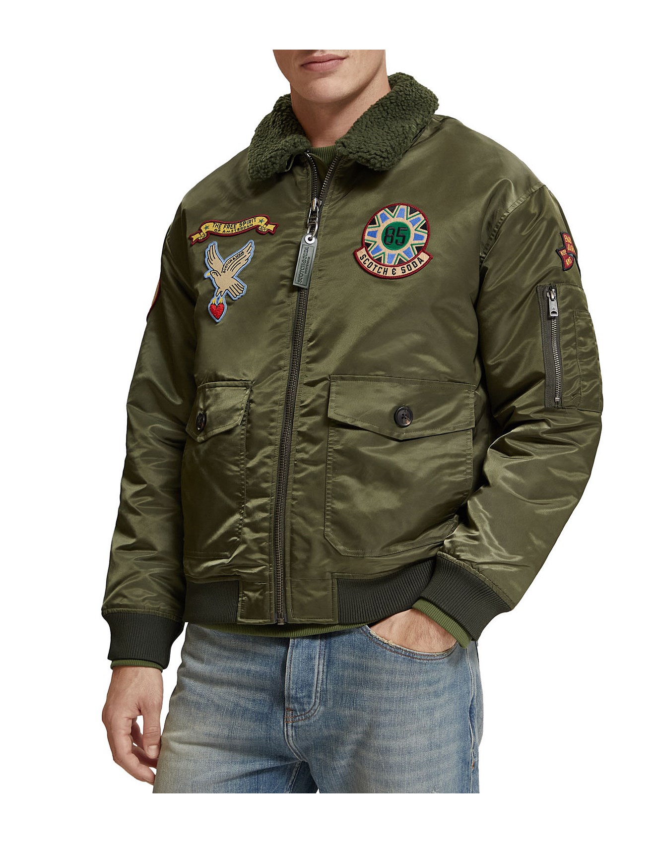 Scotch Soda Bomber Jacket With Detachable Teddy Collar David Jones