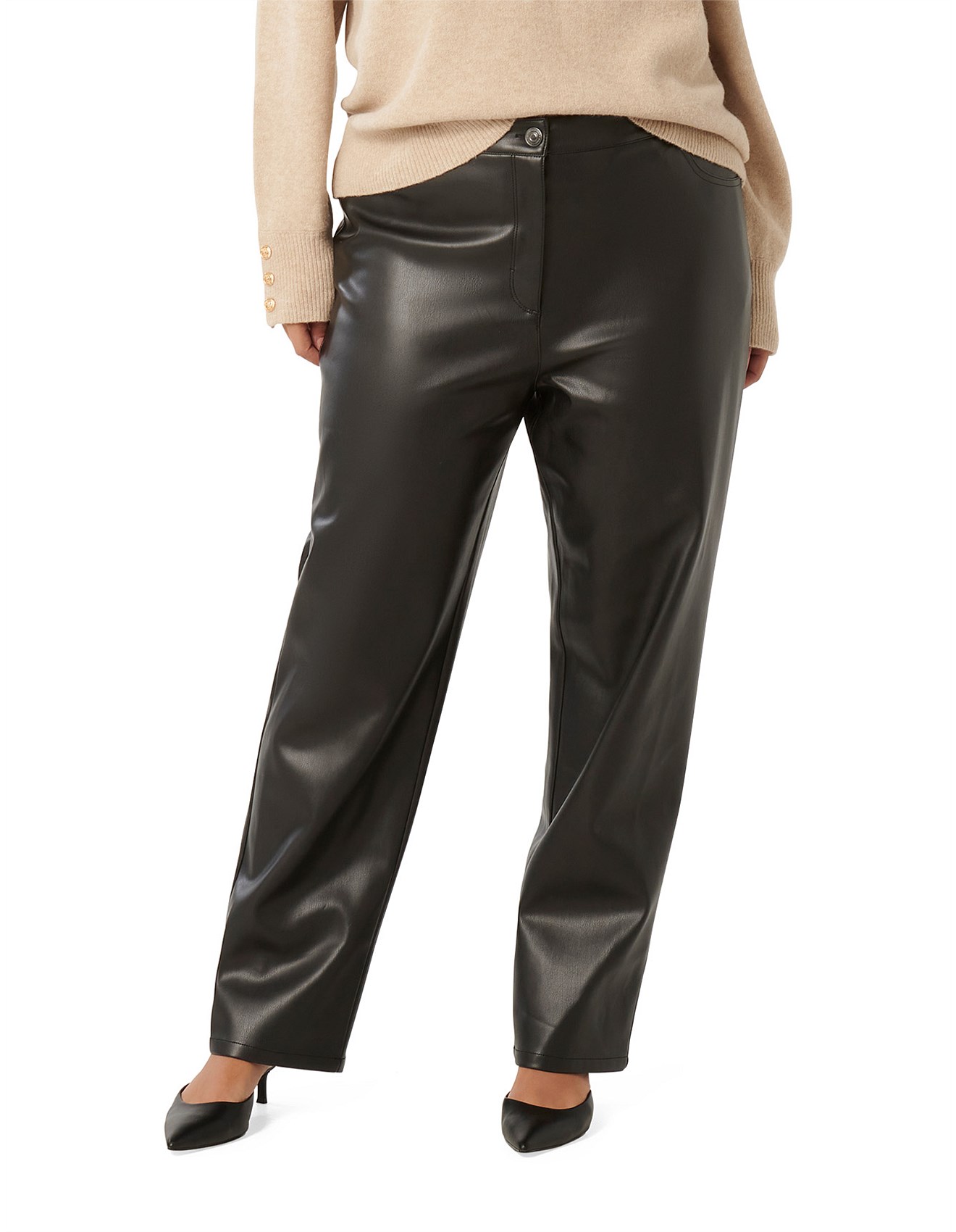 Forever New Una Curve Vegan Leather Pants David Jones