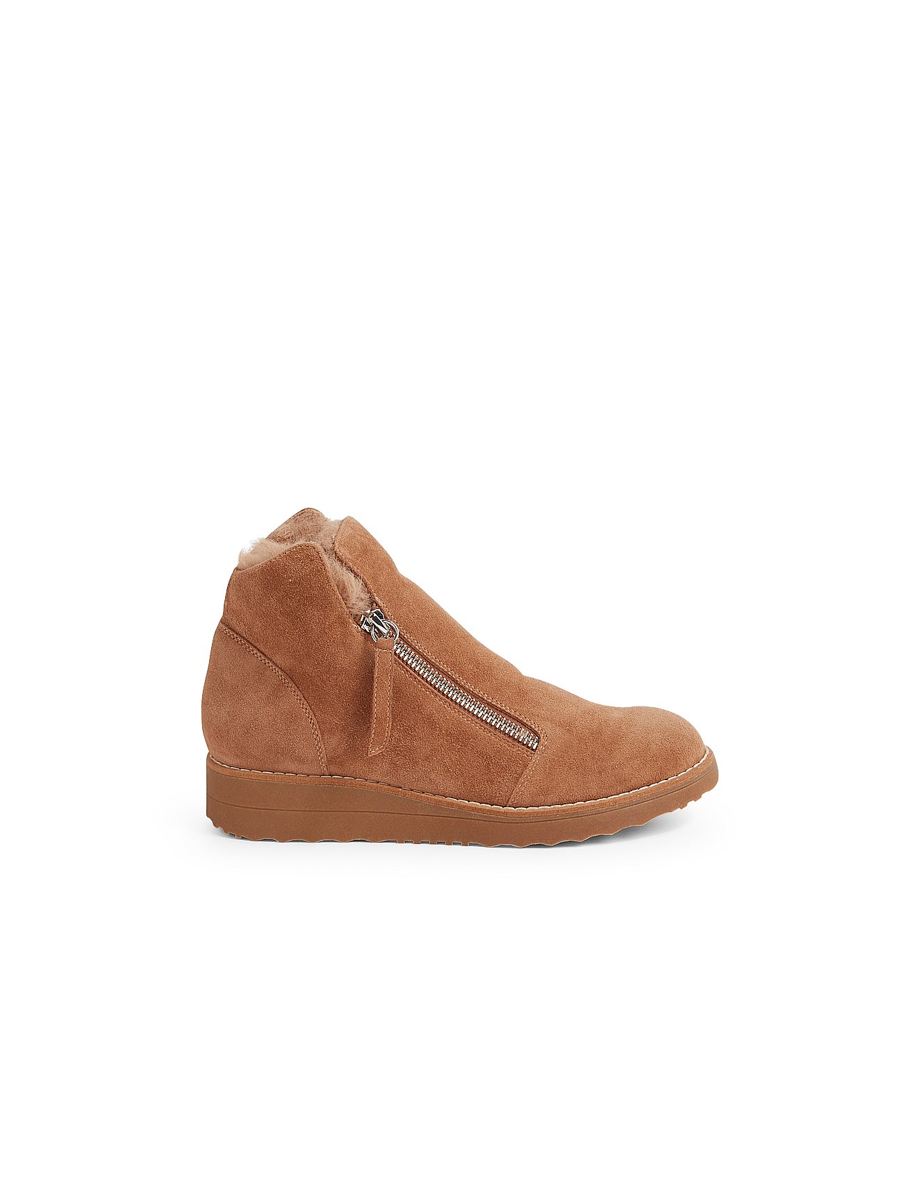 Midas Opelle Light Choc Taupe Suede Fur Ankle Boots David Jones