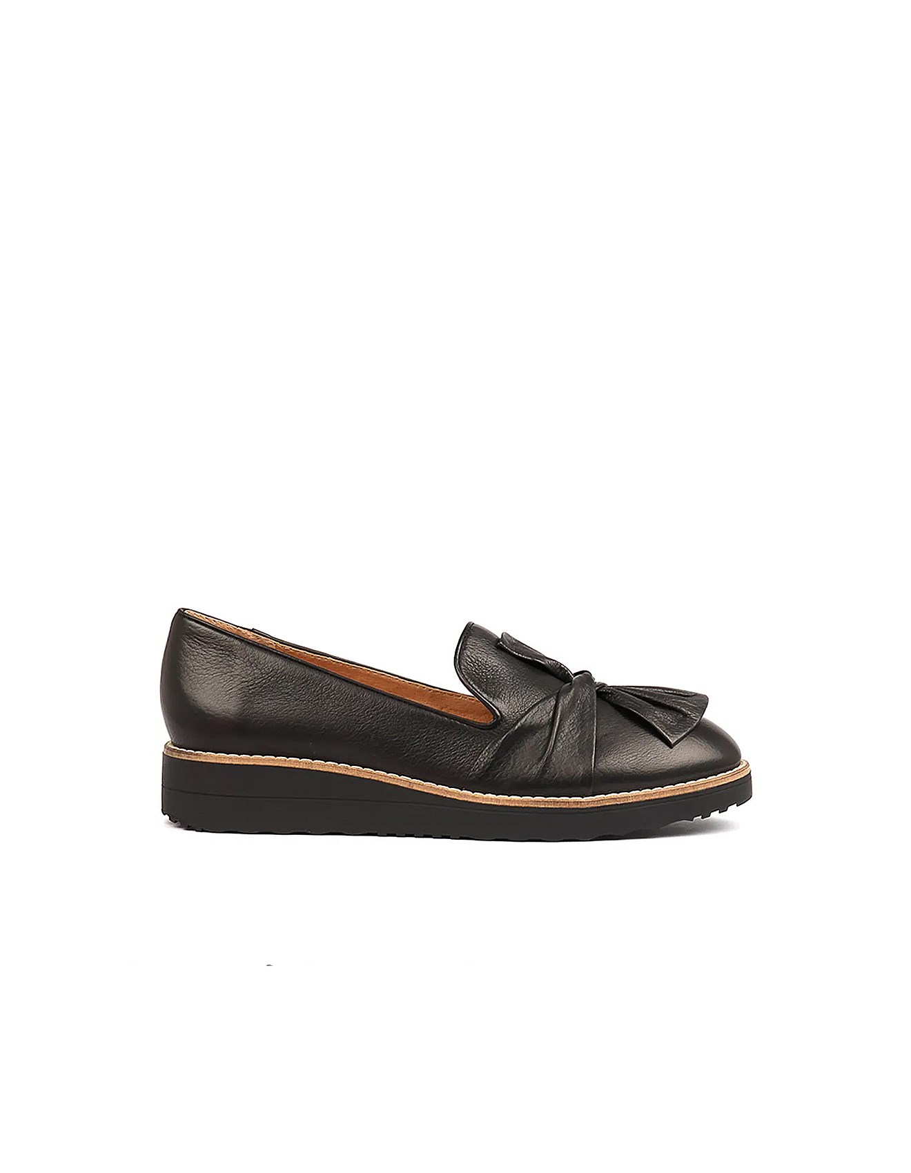 Midas Opitto Black Leather Flat Shoes David Jones