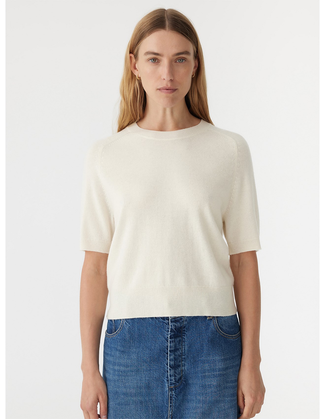 Bassike Cashmere Tee Sweater Bassike Wool Cashmere Knit Short