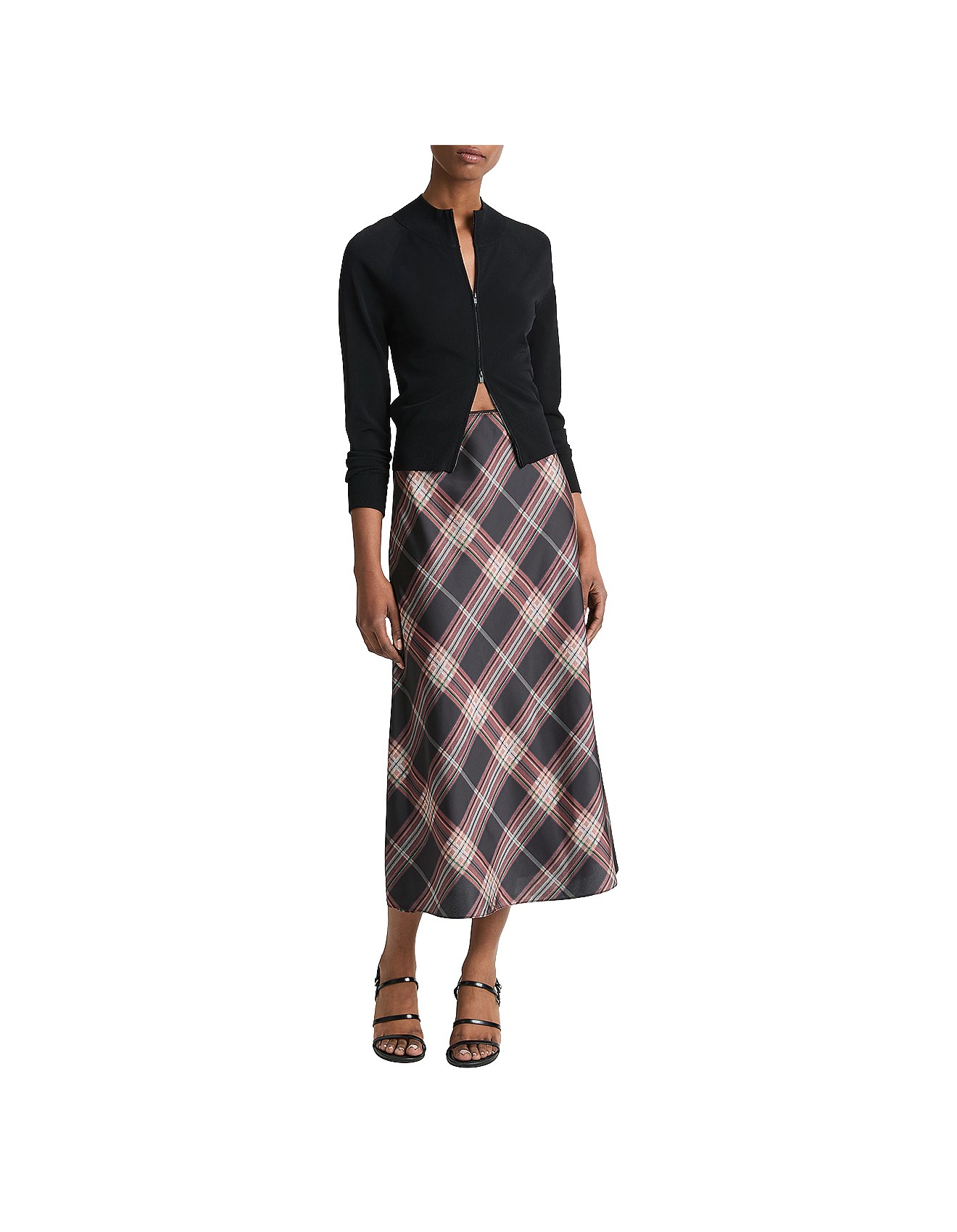 Vince Plaid Shaped Hem Slip Skirt David Jones