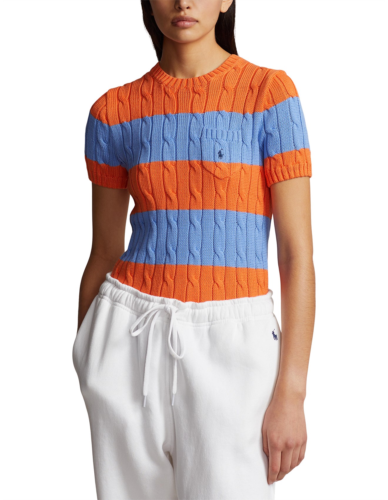 Polo Ralph Lauren Striped Cable-knit Short-sleeve Sweater David