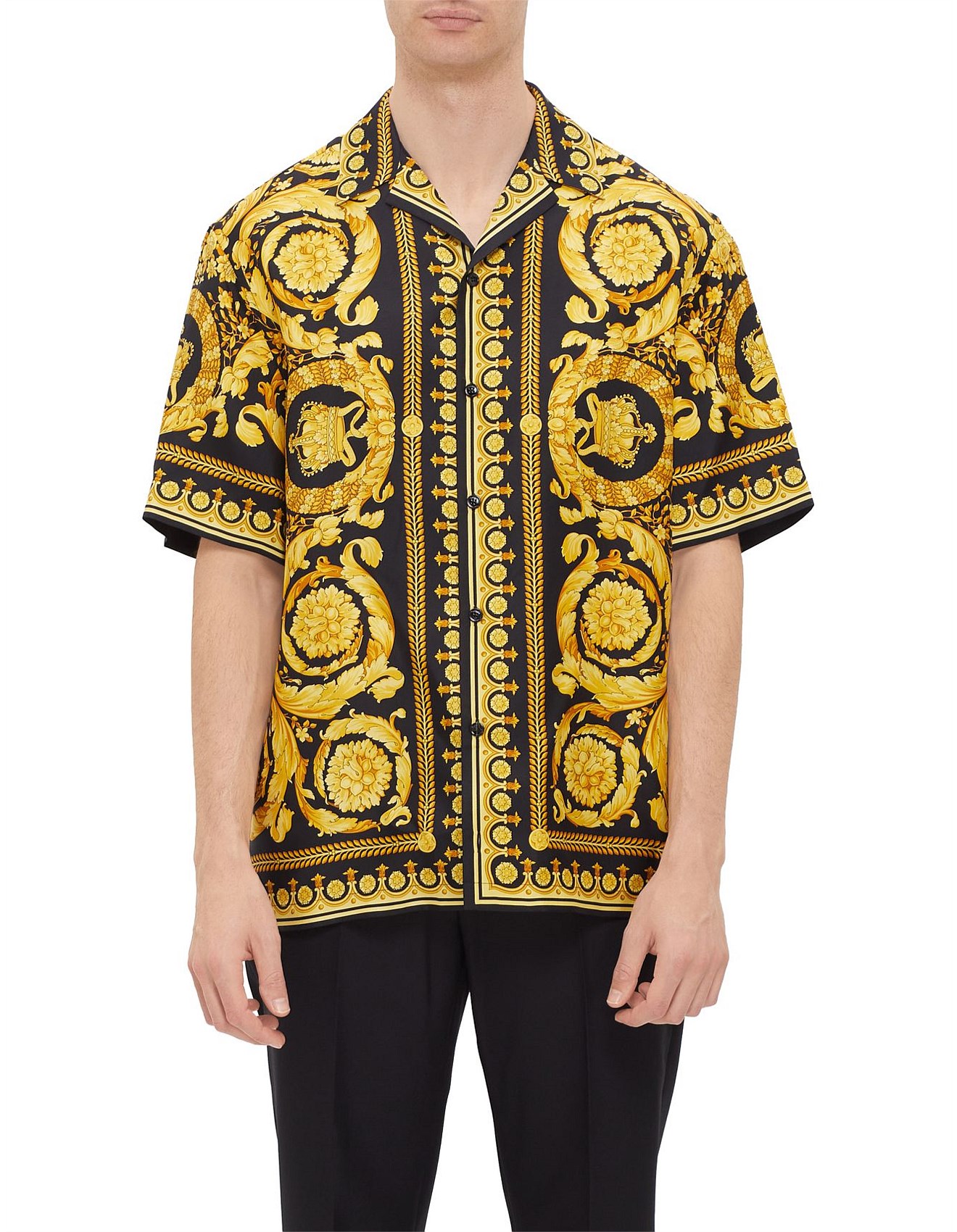Versace Collection Barocco Print Silk Short Sleeve Shirt David Jones
