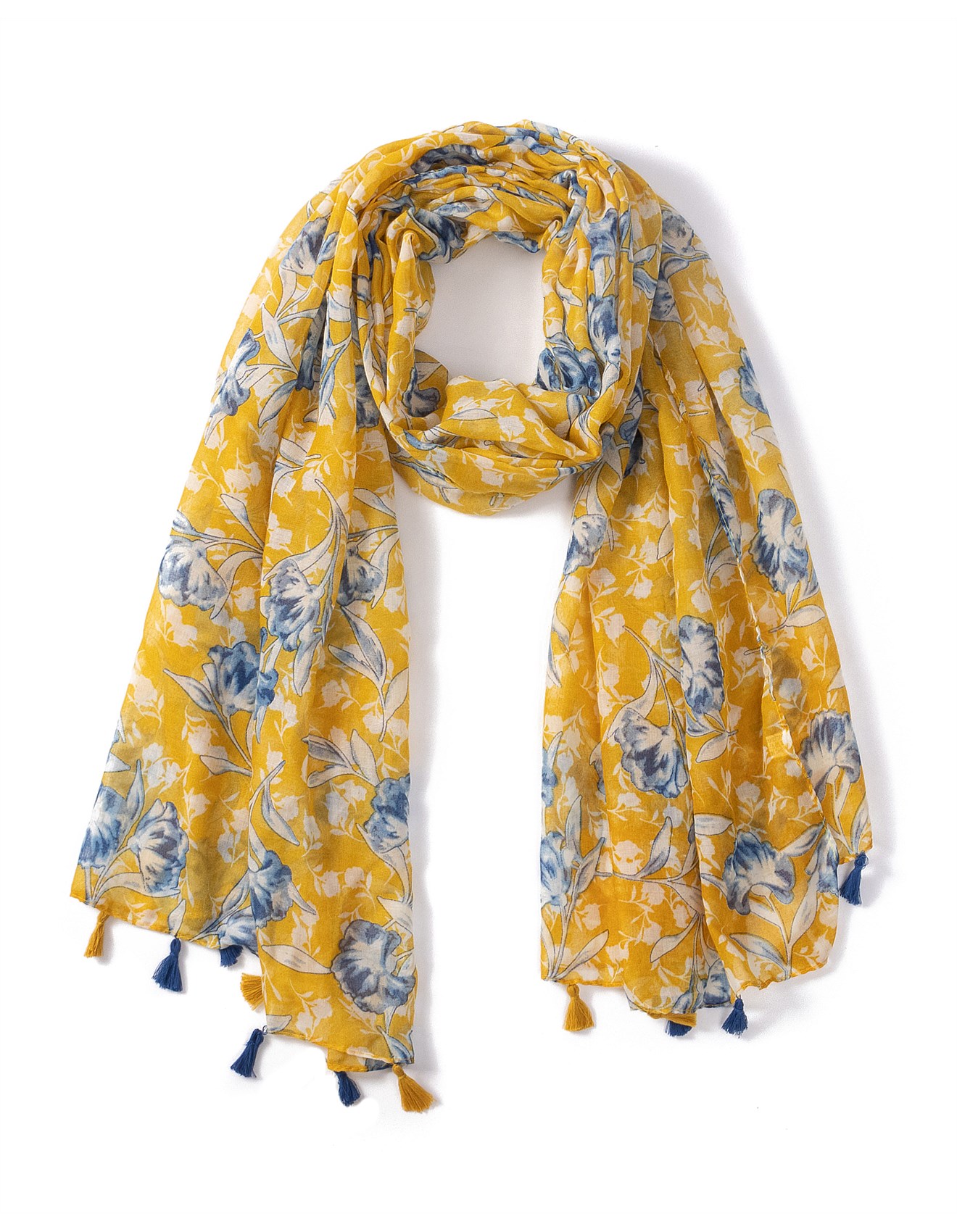 Gregory Ladner Floral Print Scarf With Tassels David Jones