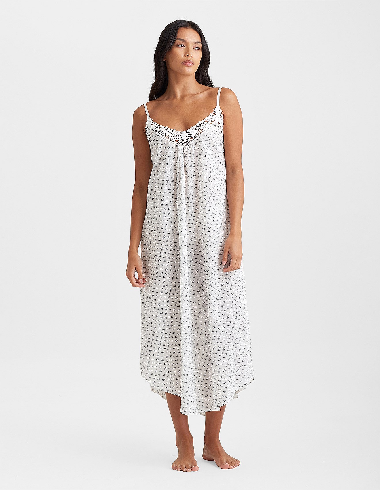 Papinelle Swiss Dot Lace Front Maxi Nightie David Jones