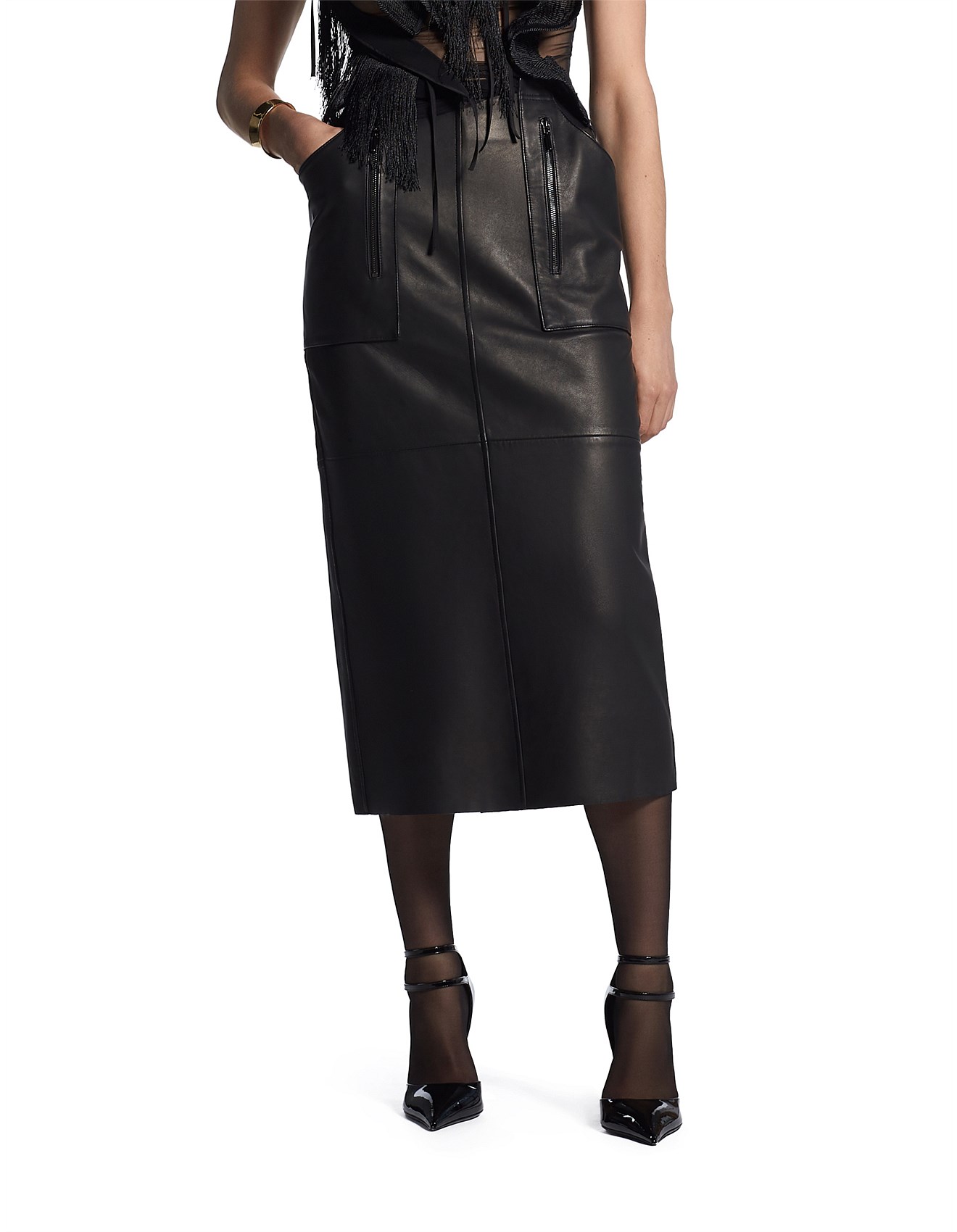 Maticevski Preference Leather Midi Skirt David Jones