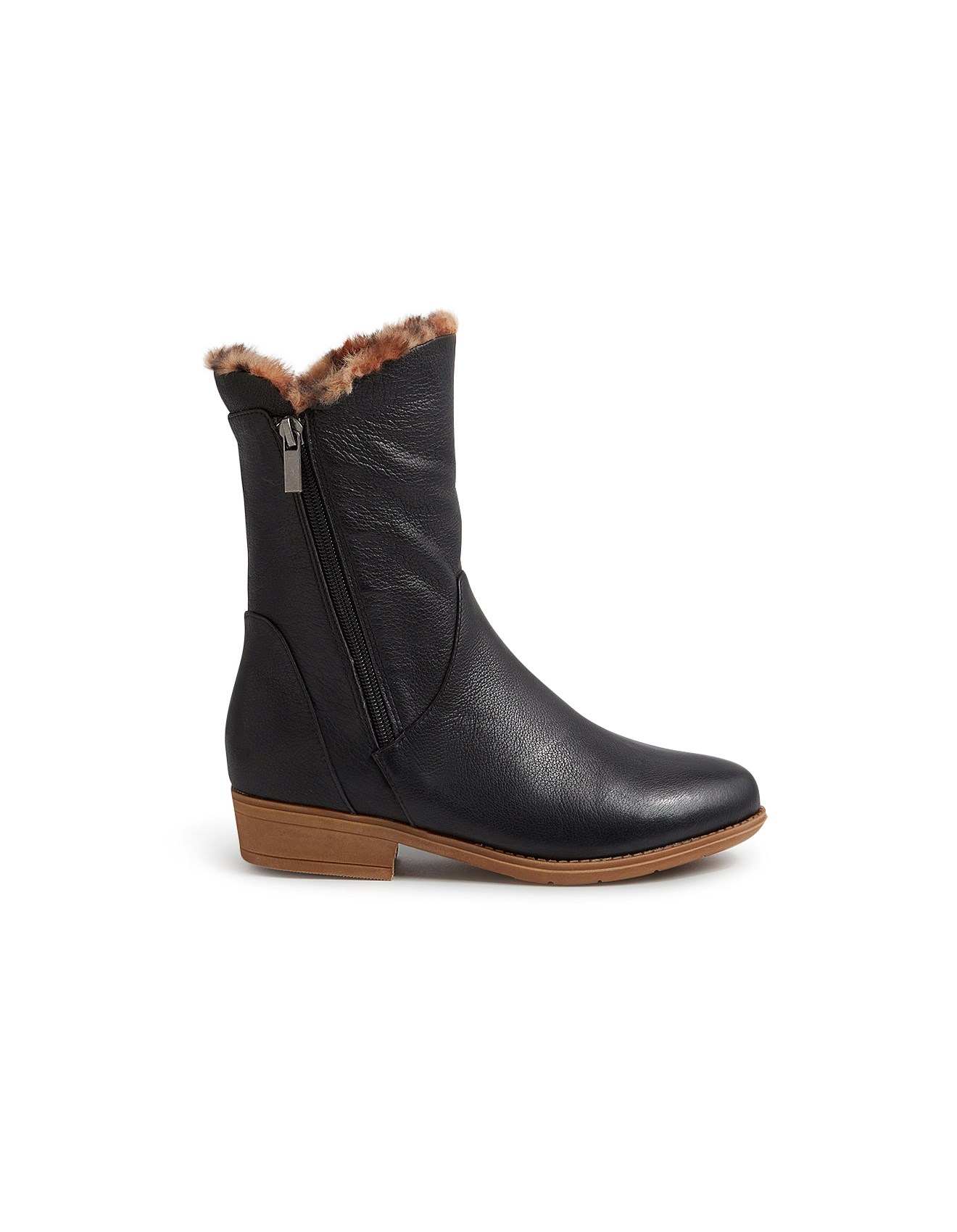 Django & Juliette Rudo Black Leopard Fur Nubuck Calf Boots | David Jones