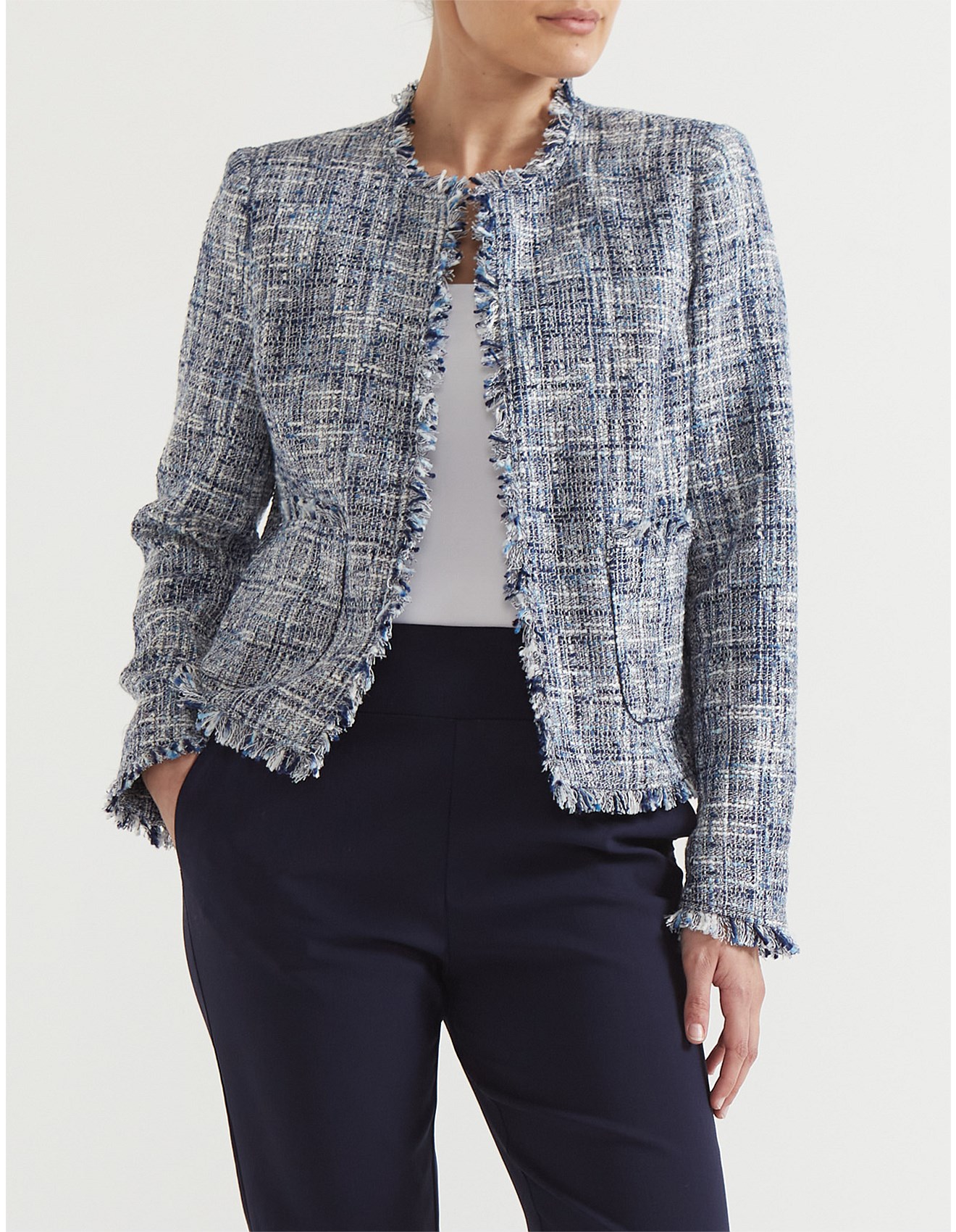 David Jones Women S Clothing Sale 2026.David Jones Collarless Fringed Jacket | David Jones
