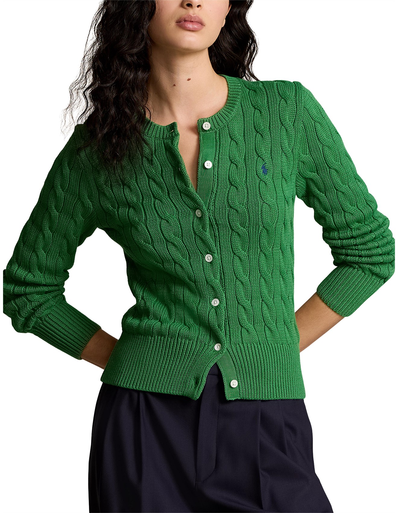 Polo Ralph Lauren Cable-knit Cotton Crewneck Cardigan David Jones