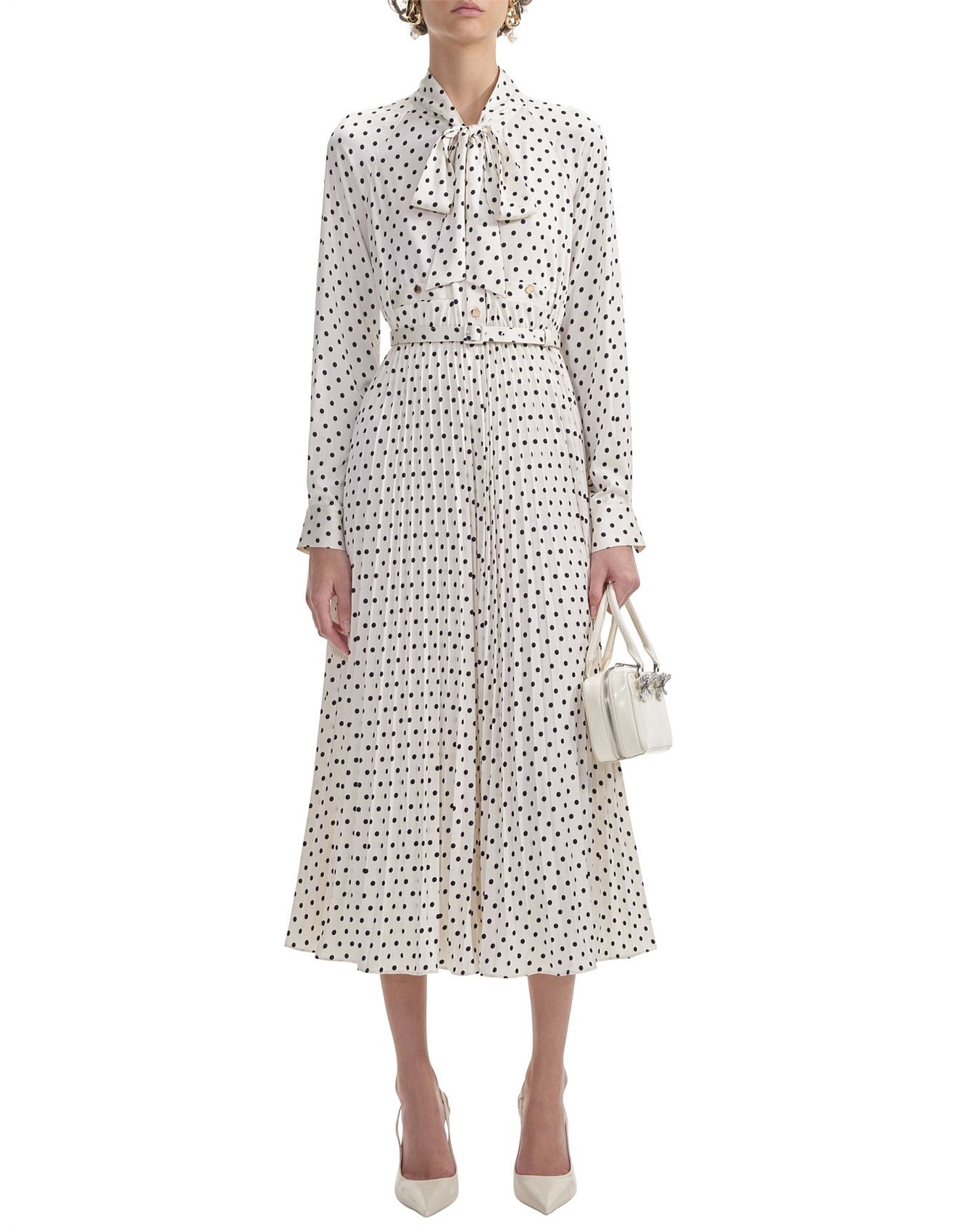 Self-portrait Cream Polka Dot Satin Midi Dress David Jones