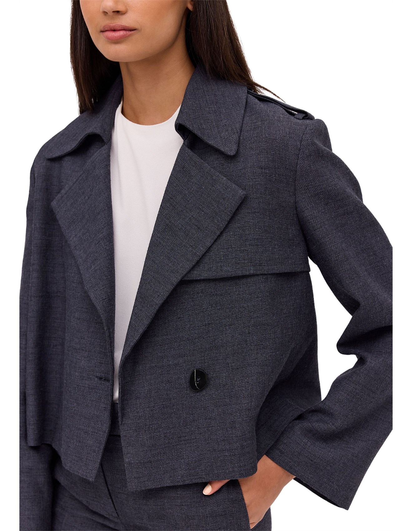 Bianca Spender Navy Linen Ellipsis Trench David Jones