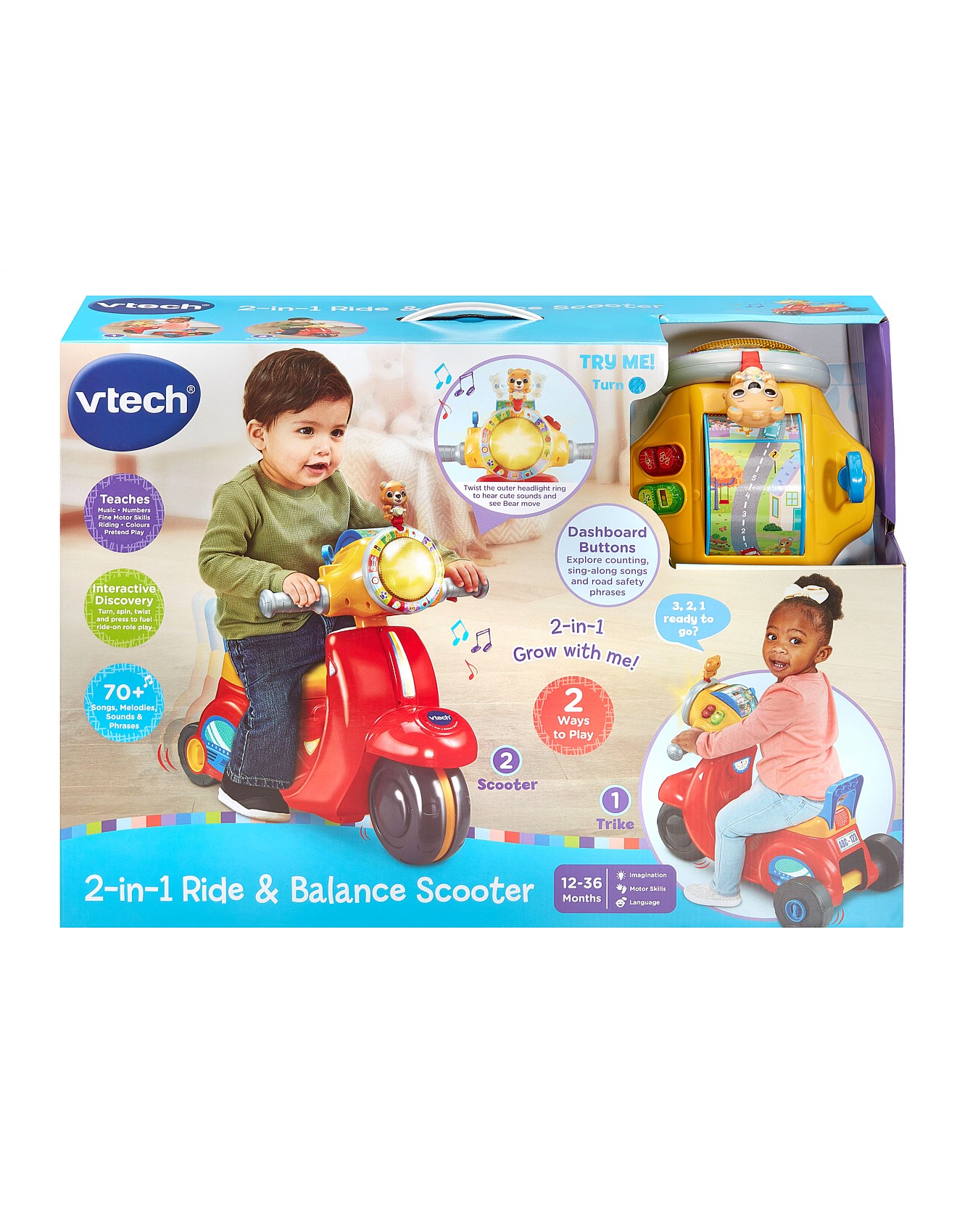 Vtech Vtech 2-in-1 Ride Balance Scooter -Red David Jones
