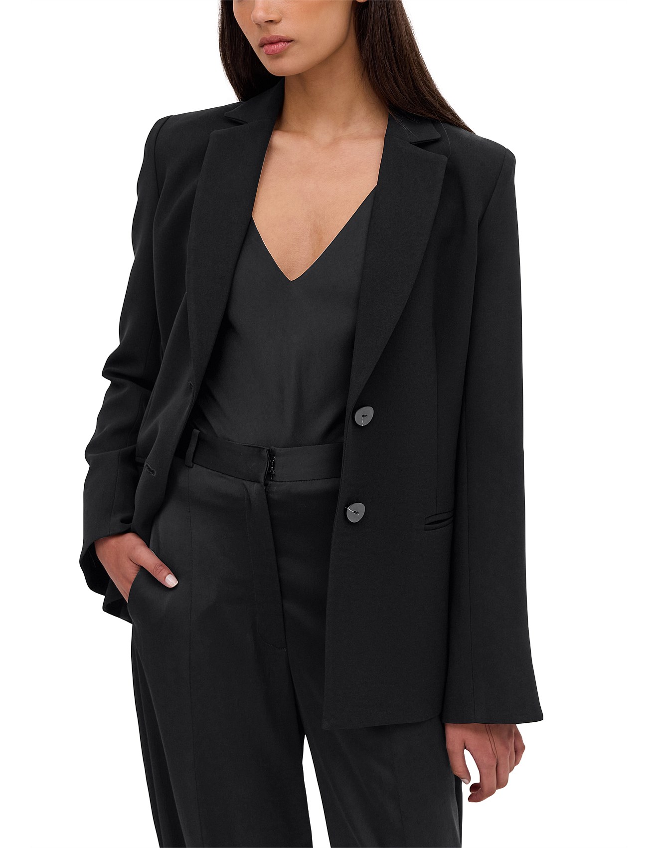 Bianca Spender Black Satin Crepe Isabel Jacket David Jones