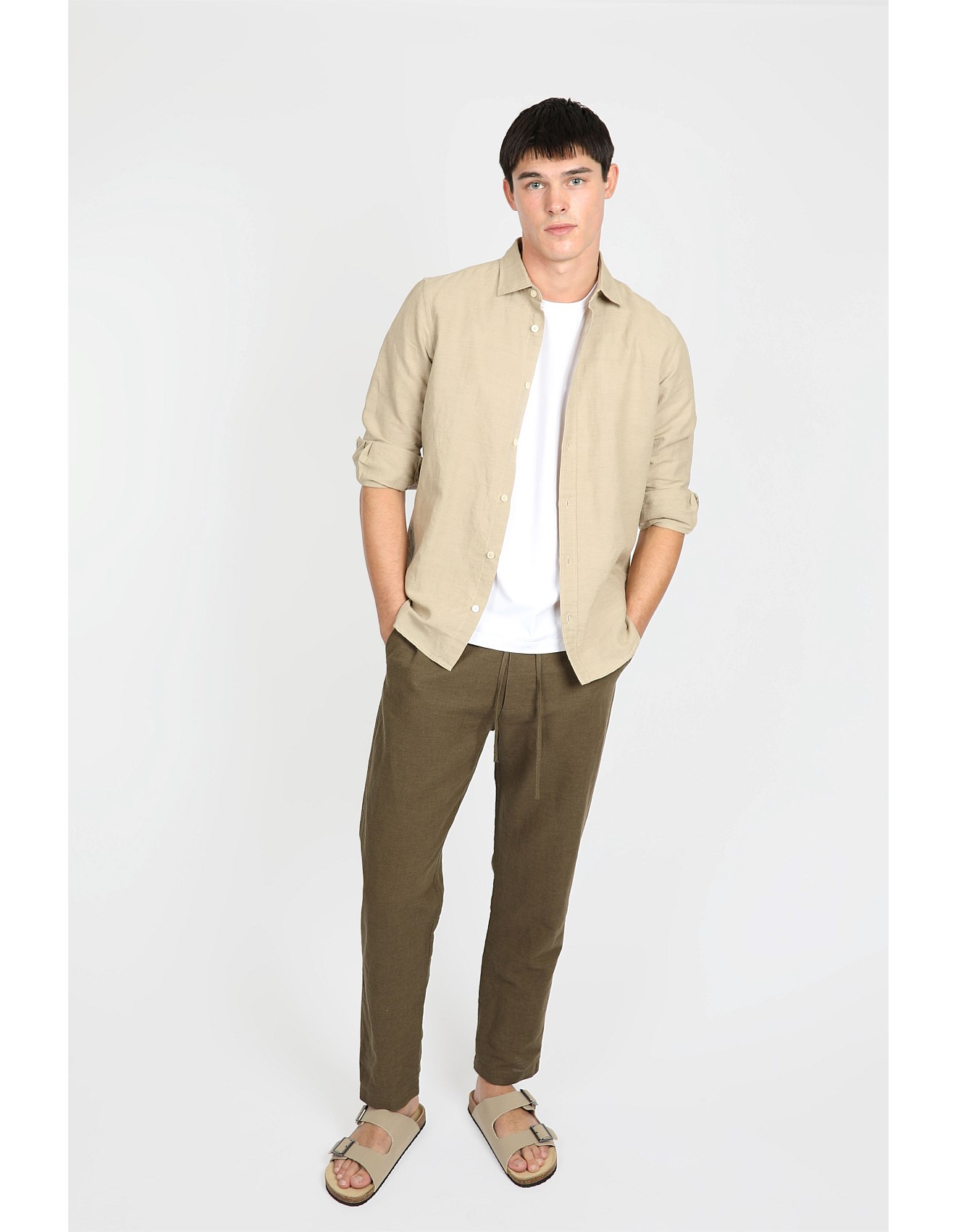 James Harper Long Sleeve Linen Shirt David Jones