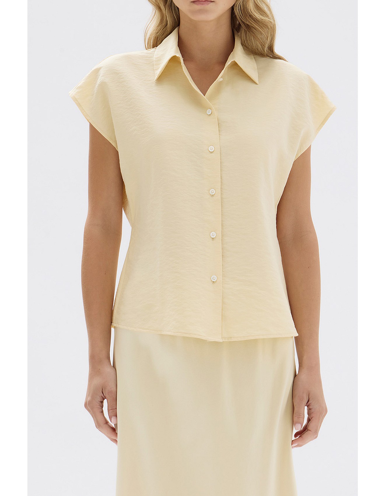 Assembly Label Heather Short Sleeve Shirt Pannacotta David Jones