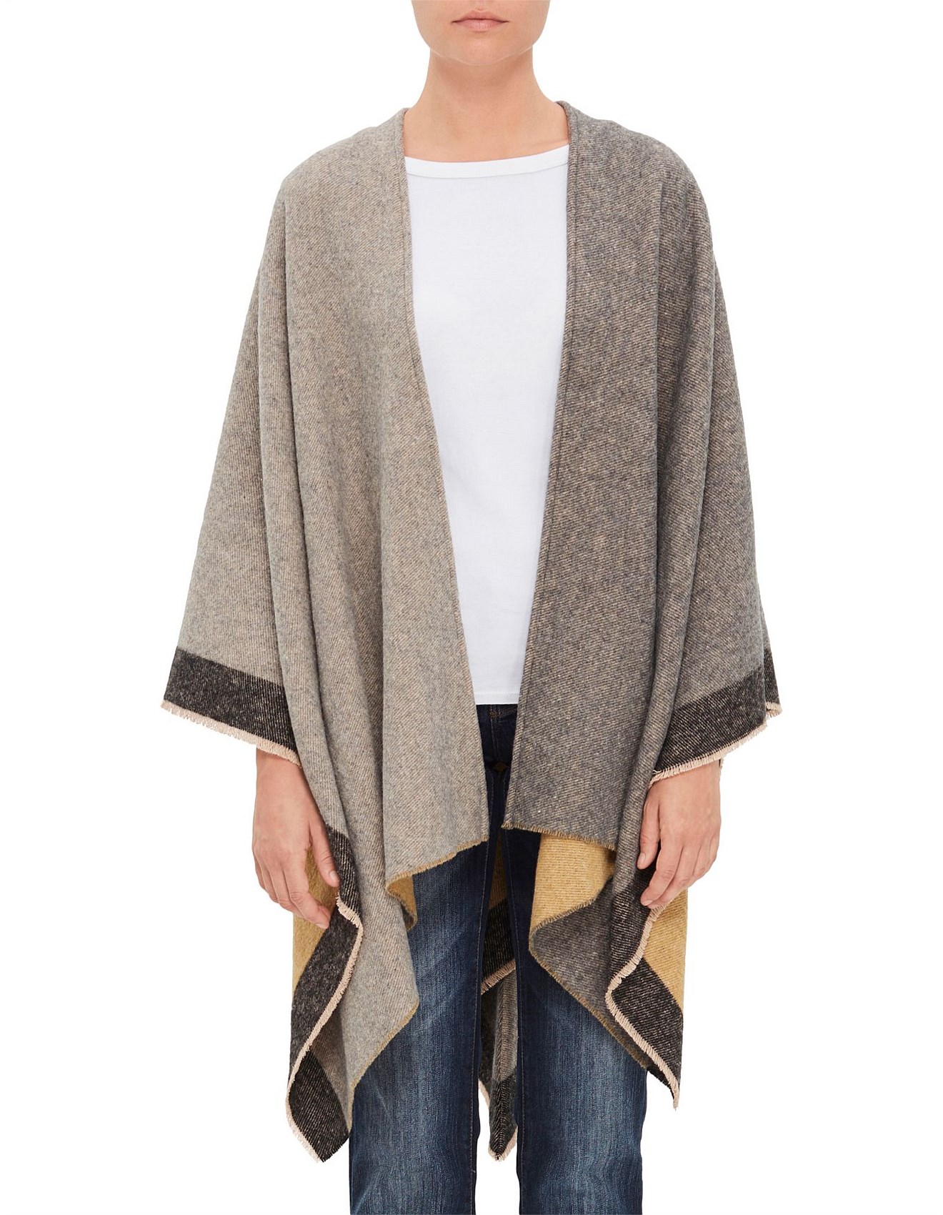 Milana Two Tone Reversible Ruana Poncho | David Jones