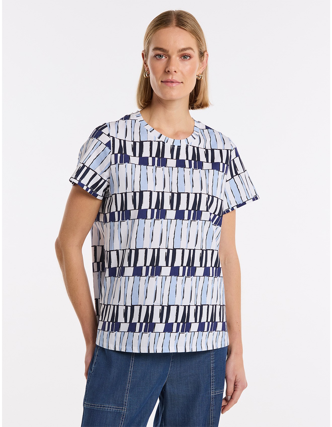 Na Short Sleeve Abstract Stamp Tee David Jones