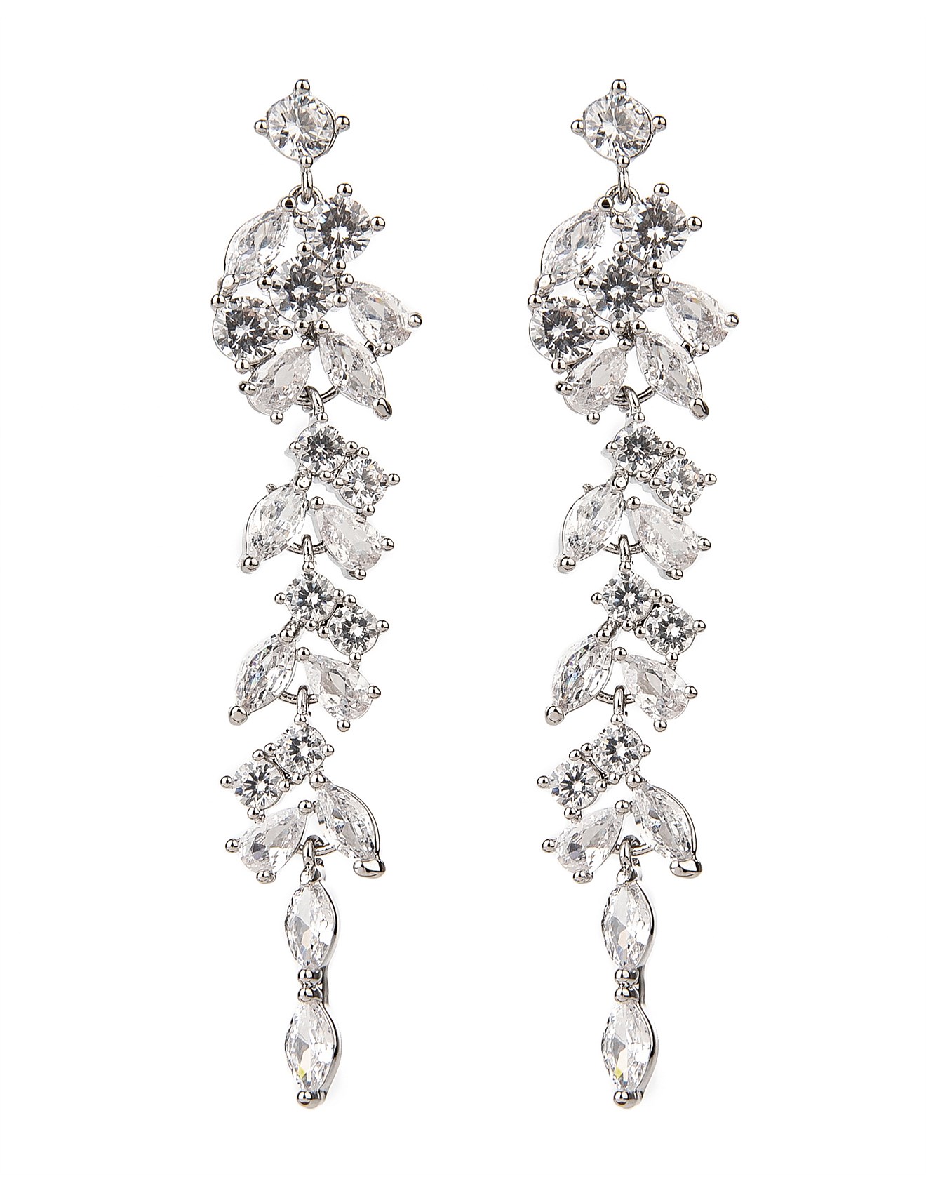 The Two Mrs Grenvilles Crystal Leaf Drop Earrings | David Jones