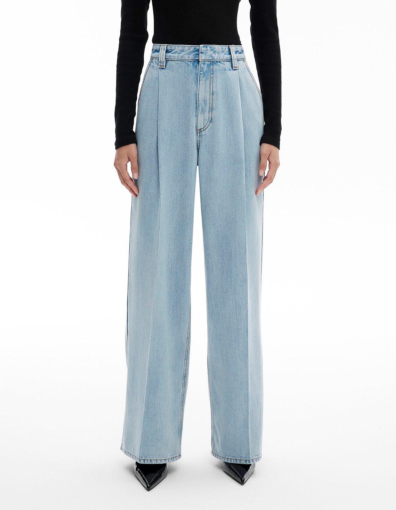 Witchery Pleated Denim Pant With Wide Leg David Jones