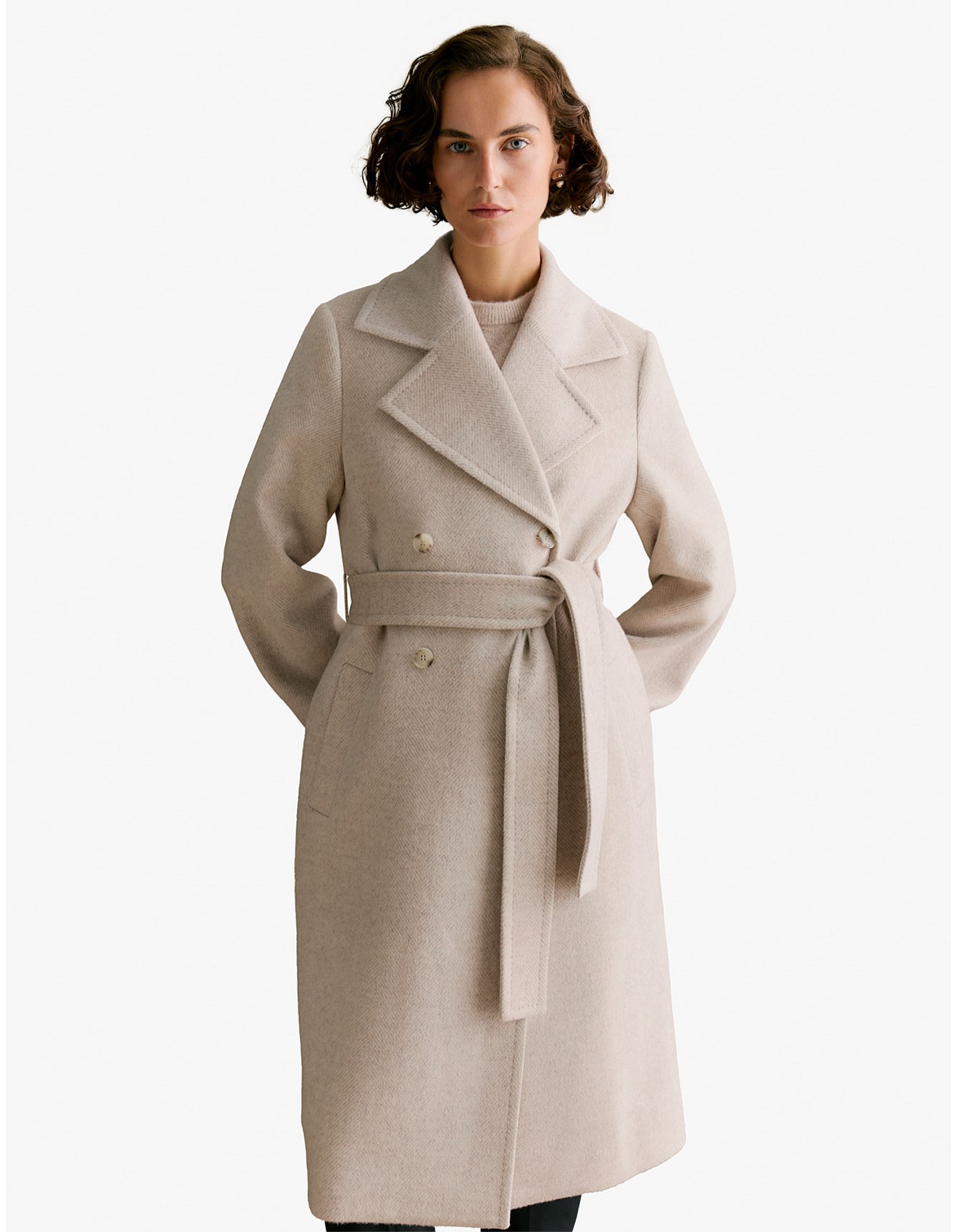 Trenery Herringbone Wool Trench Coat David Jones