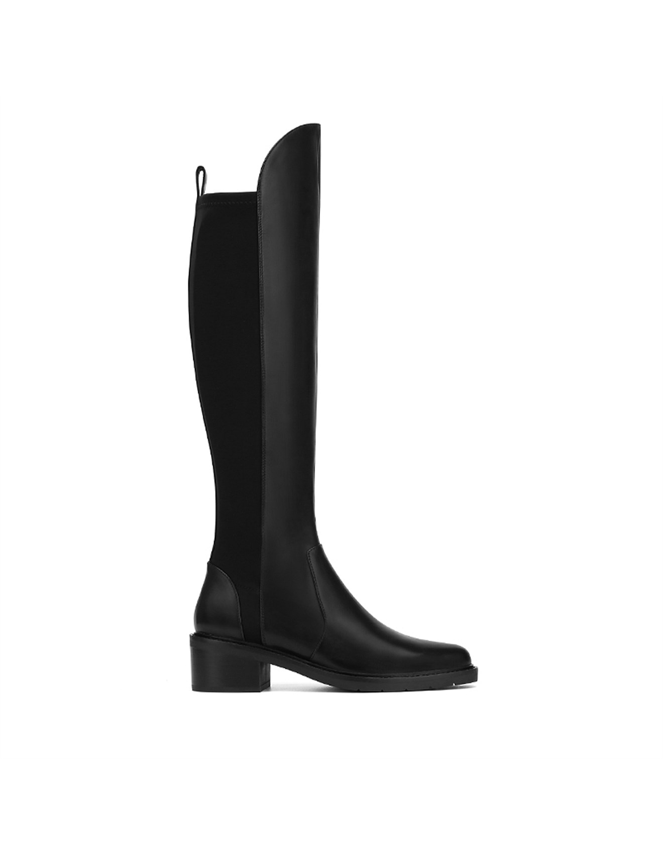 Wittner Baniska Black Leather and Neoprene Knee High Boot David