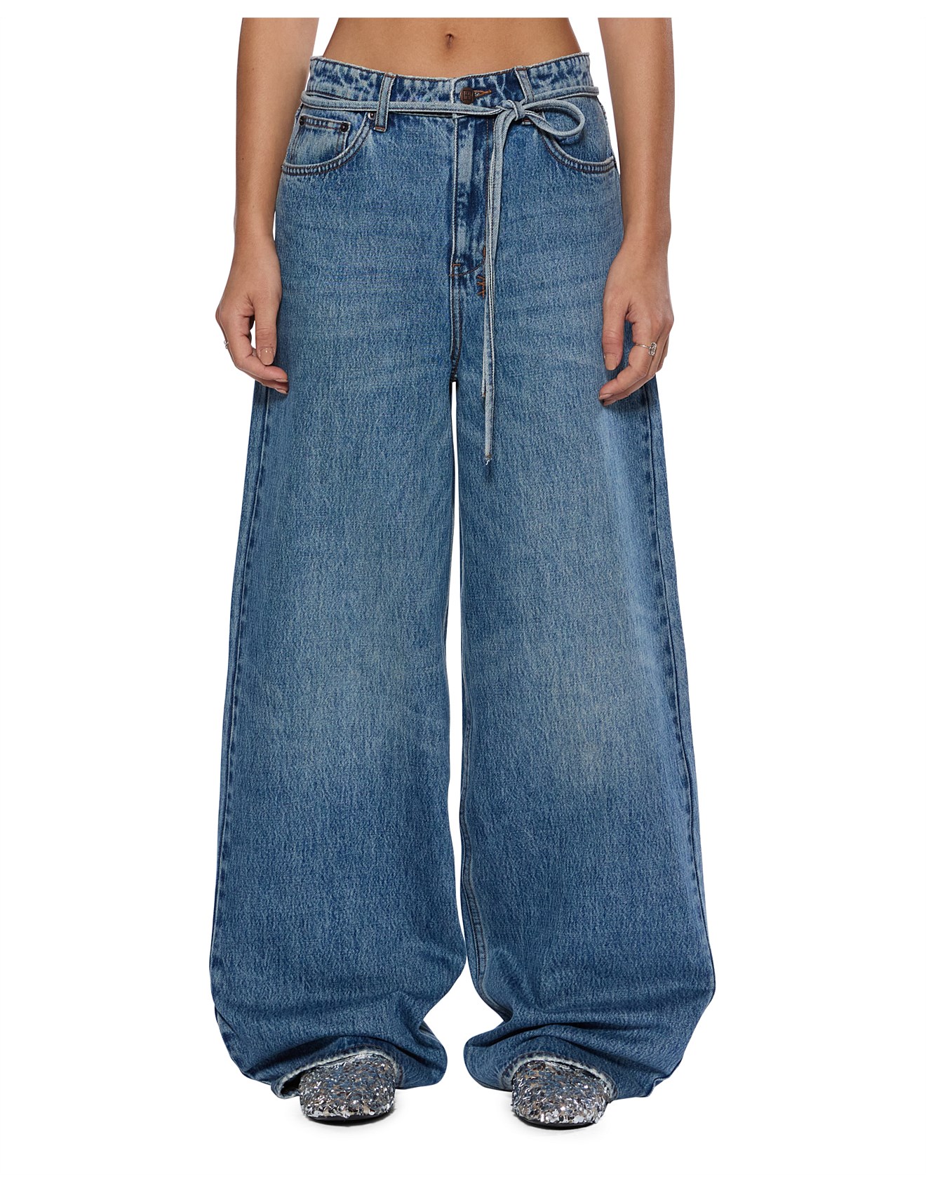 Menes JHYQDirty Mid Blue Baggy Jeans 似 Menes JHYQDirty Mid Blue Baggy Jeans 似