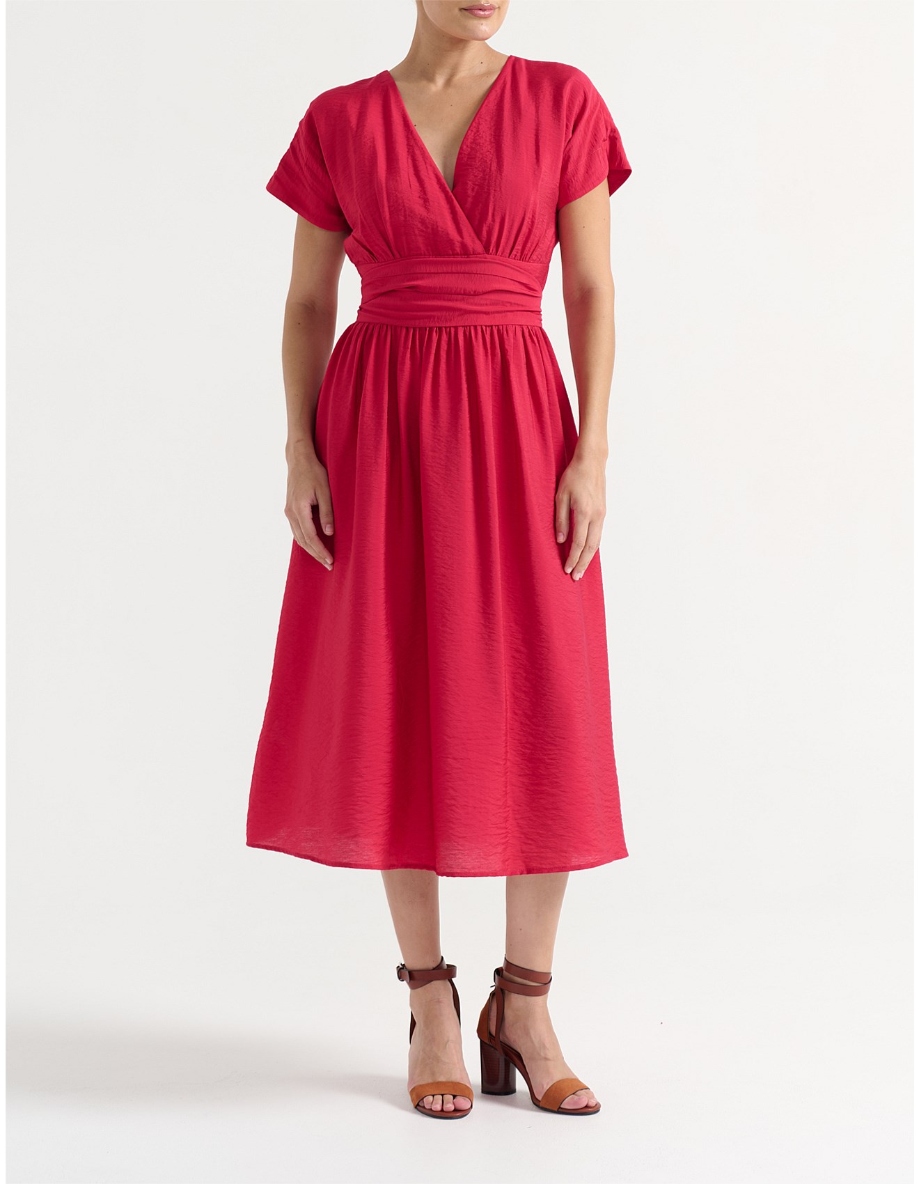 Midi Dress Red Wrap Dress Size 18 Red David Jones Dresses Size 18