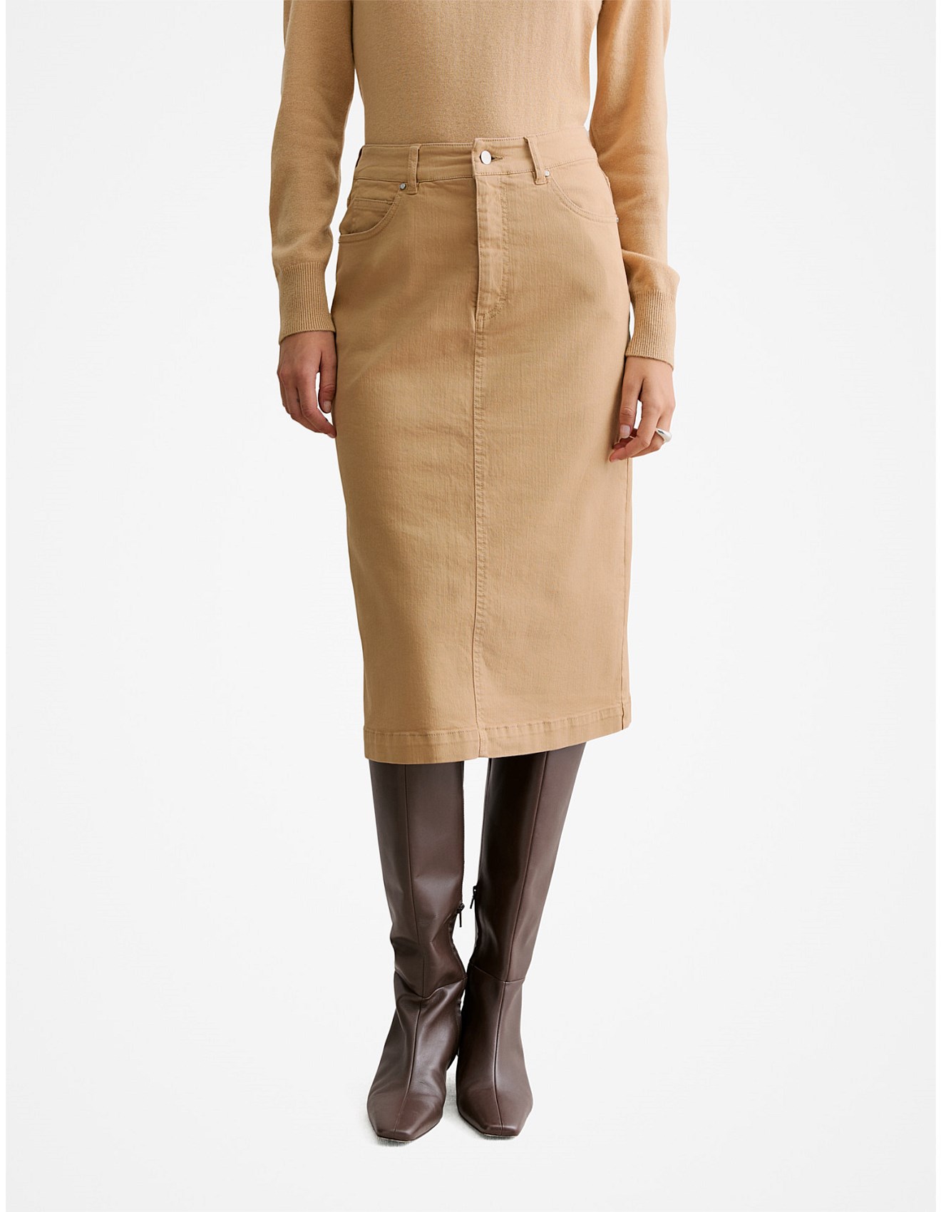 Trenery Australian Cotton Blend Garment Dyed Denim Skirt David Jones