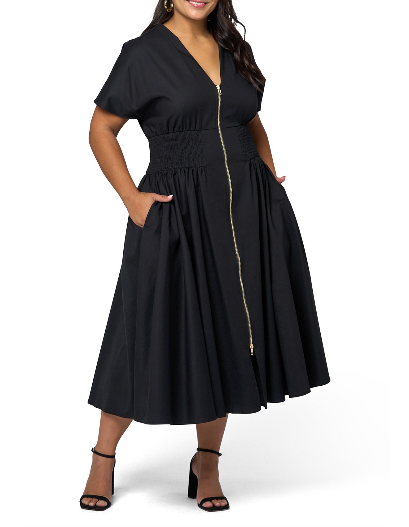 Curve Project Something Olivia -Octavia Zip Front Midi Dress - Main Image