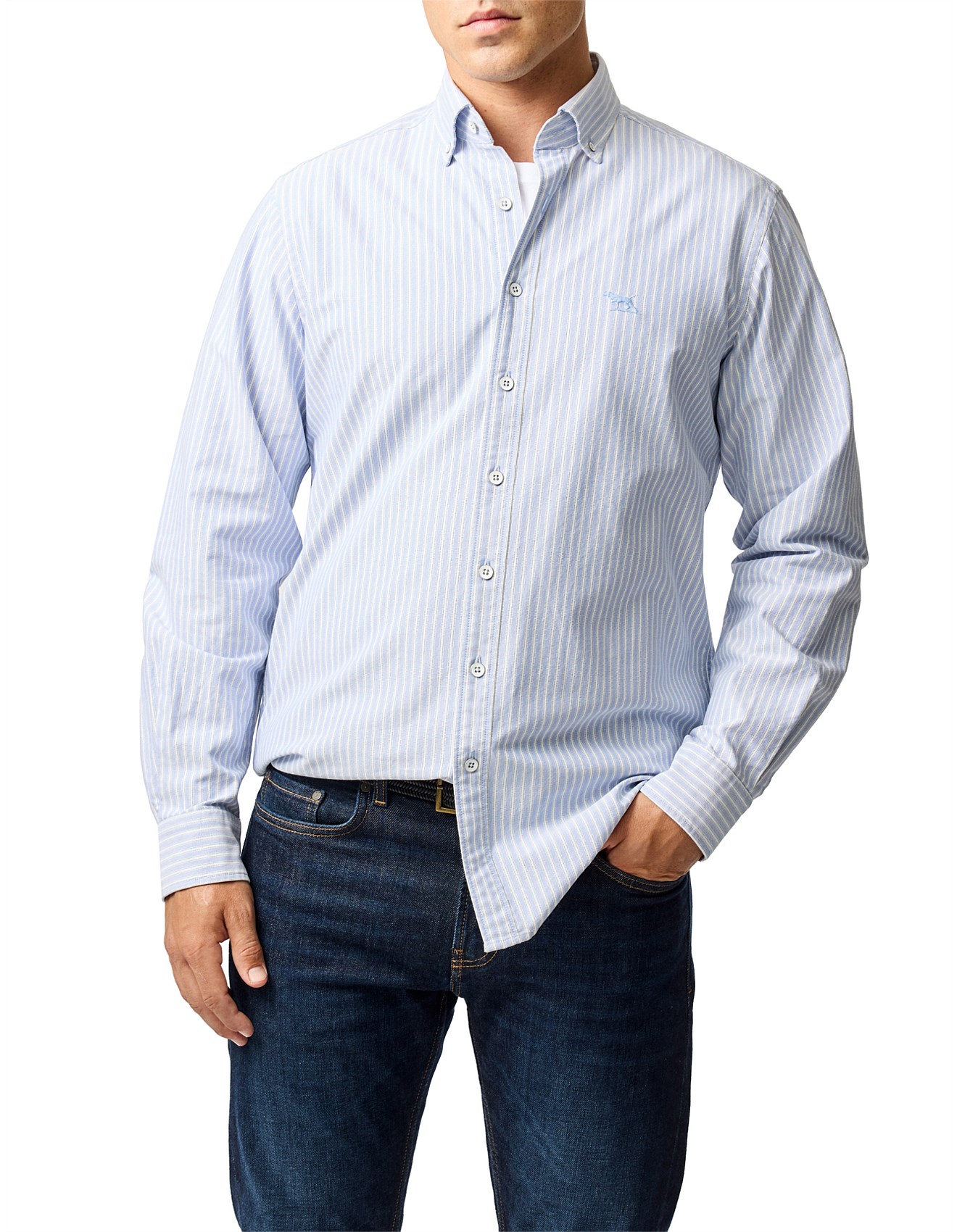 Rodd & Gunn Gunn Oxford Stripe 4 Long Sleeve Shirt -Chambray | David Jones