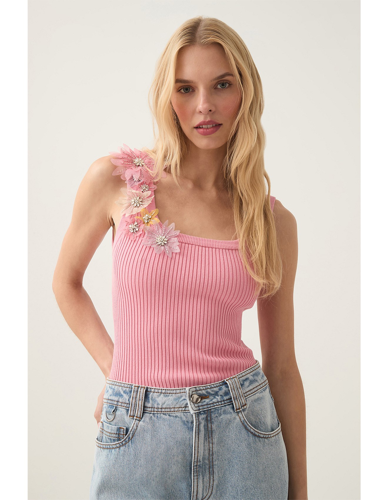 Aje Bronte Flower Knit Tank | David Jones