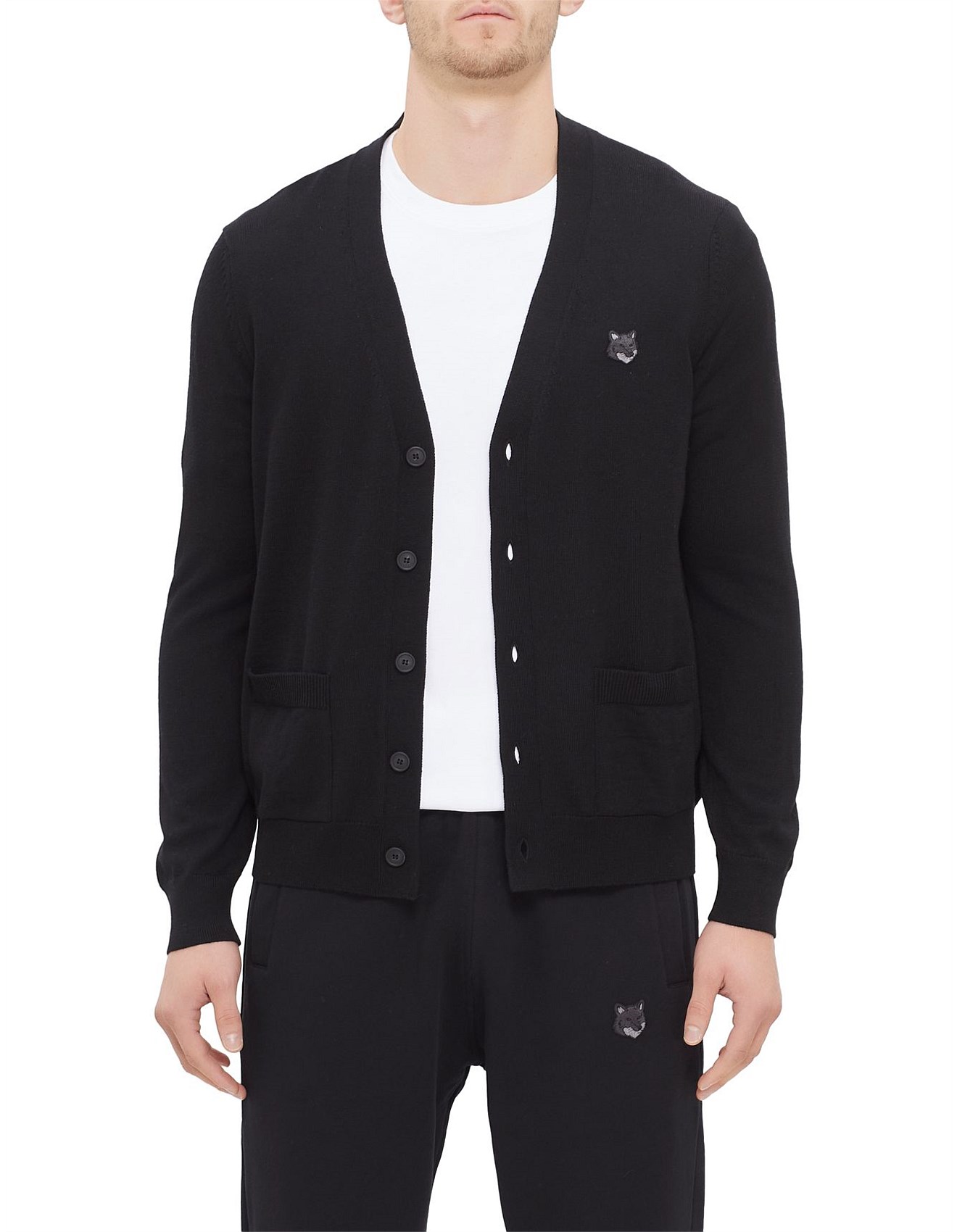 Maison Kitsune Bold Fox Head Patch Regular Cardigan Light Beige