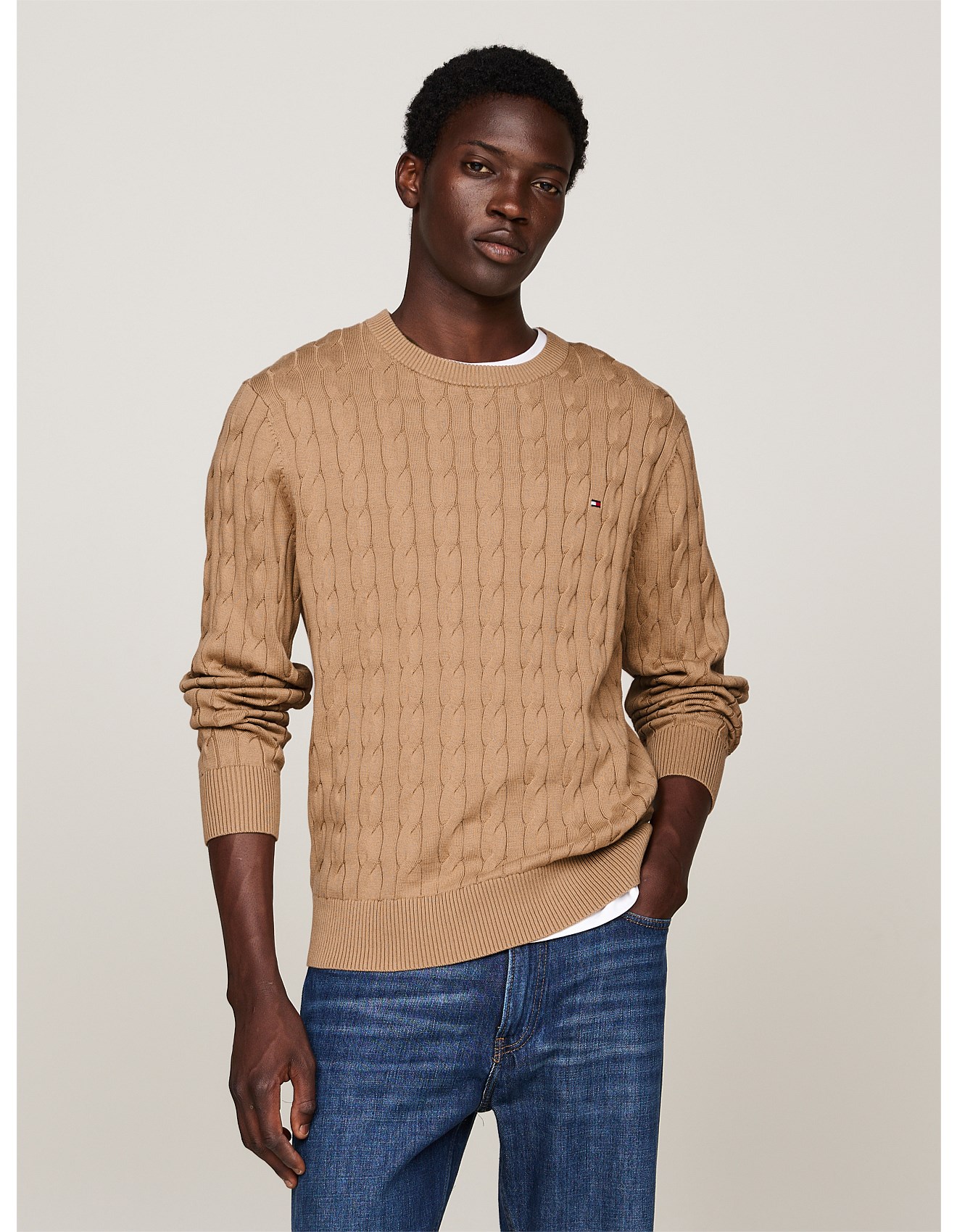 Tommy Hilfiger Cable Knit Crew Neck Jumper | David Jones