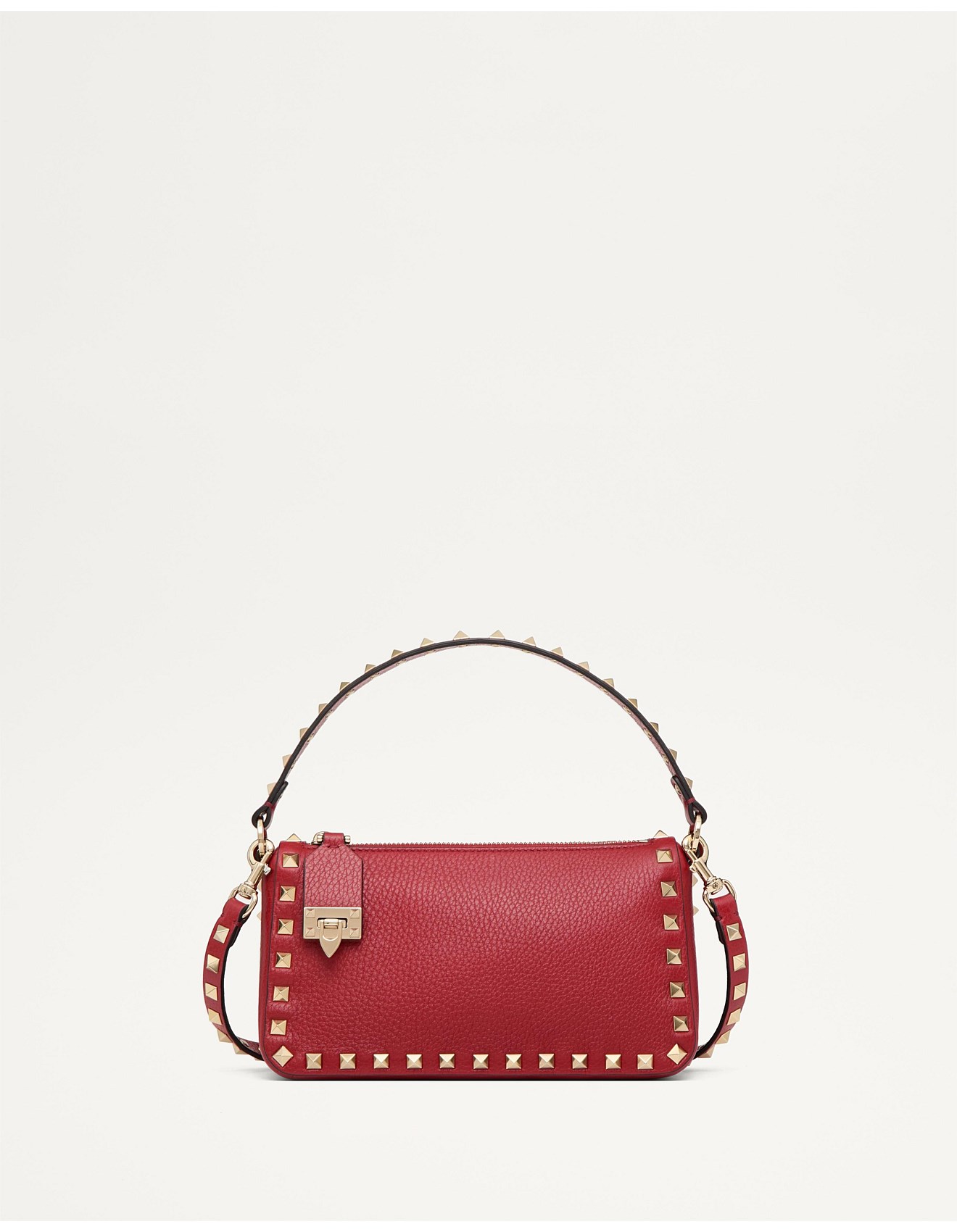 Valentino Rockstud Small Shoulder Bag In Grainy Calfskin Leather
