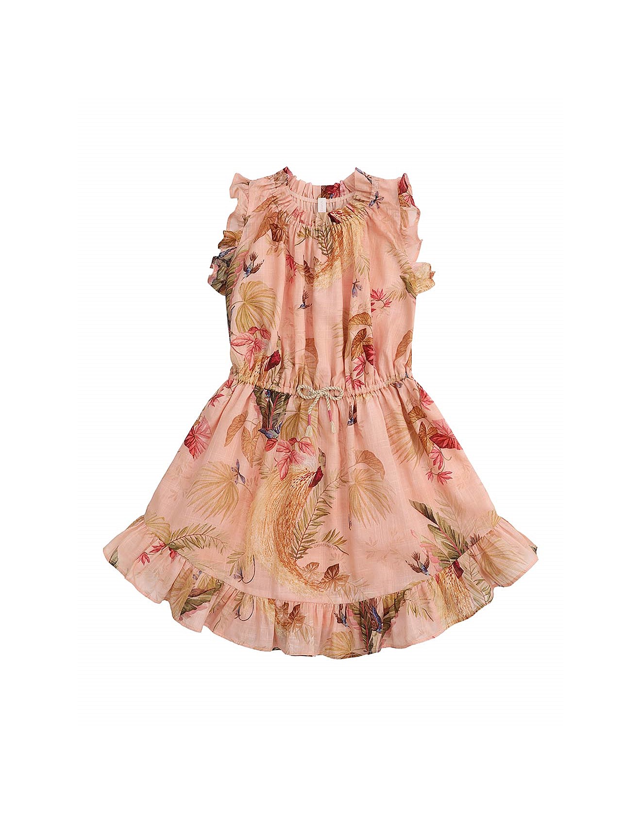Zimmermann Rhiannon Kids Flip Dress With Frill Hem In Pink Palm
