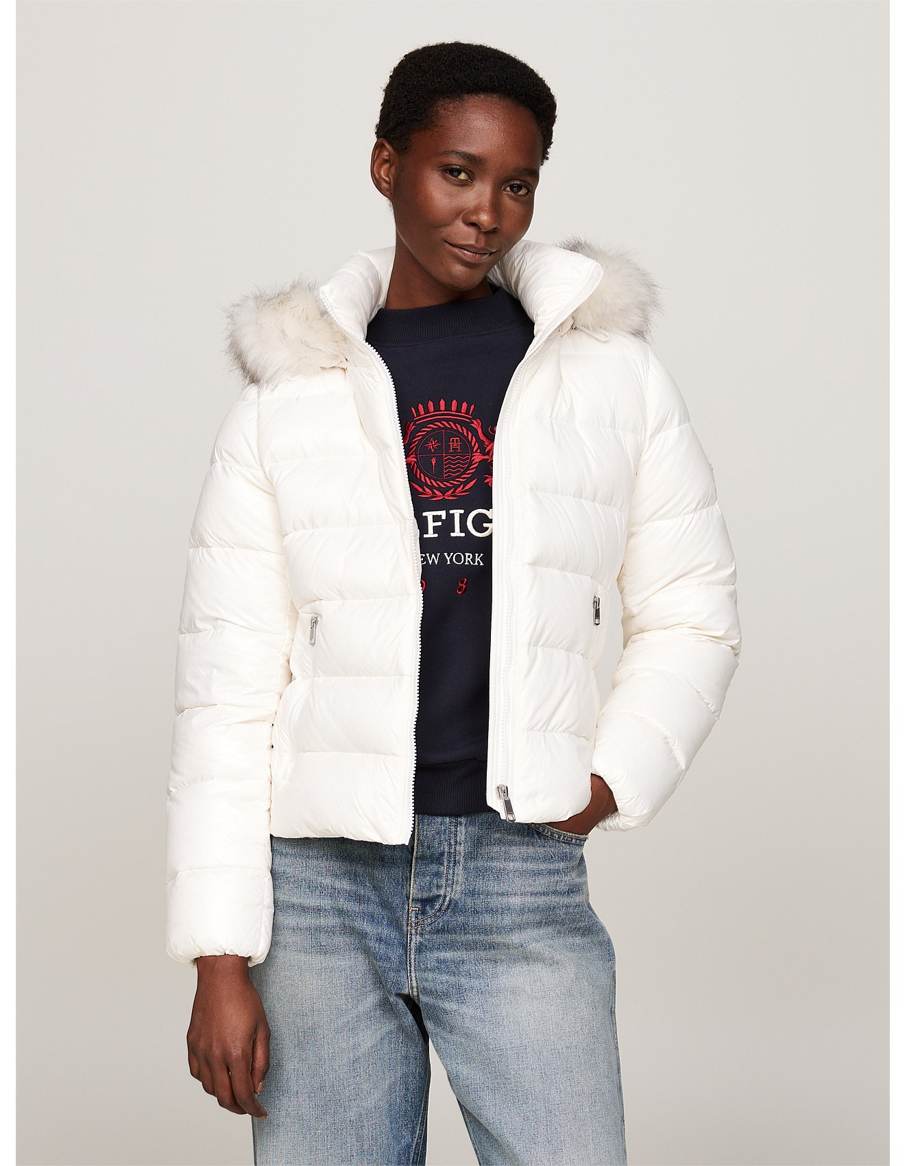 Tommy Hilfiger Faux Fur Trim Down Jacket | David Jones