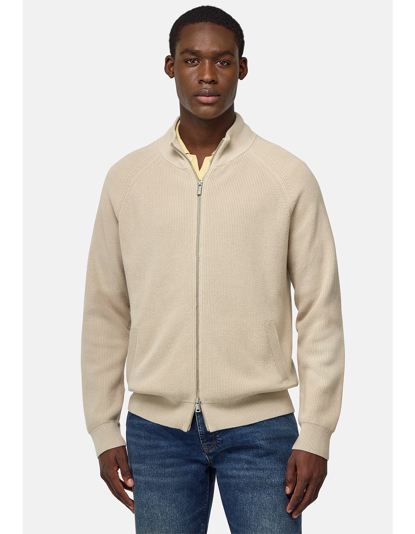 Boggi Milano 7gg Organic Cotton Full Zip Mock Neck Sweater David