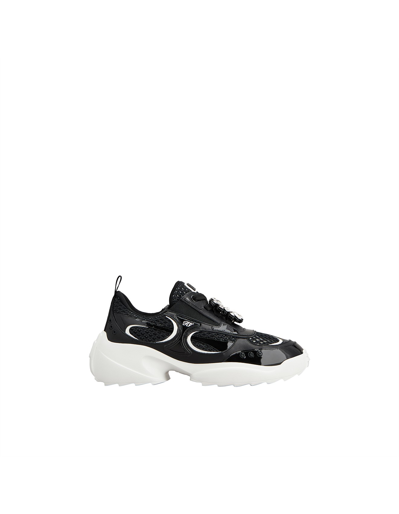 Roger Vivier Viv' On the Run Sneakers In Patent Leather and Fabric