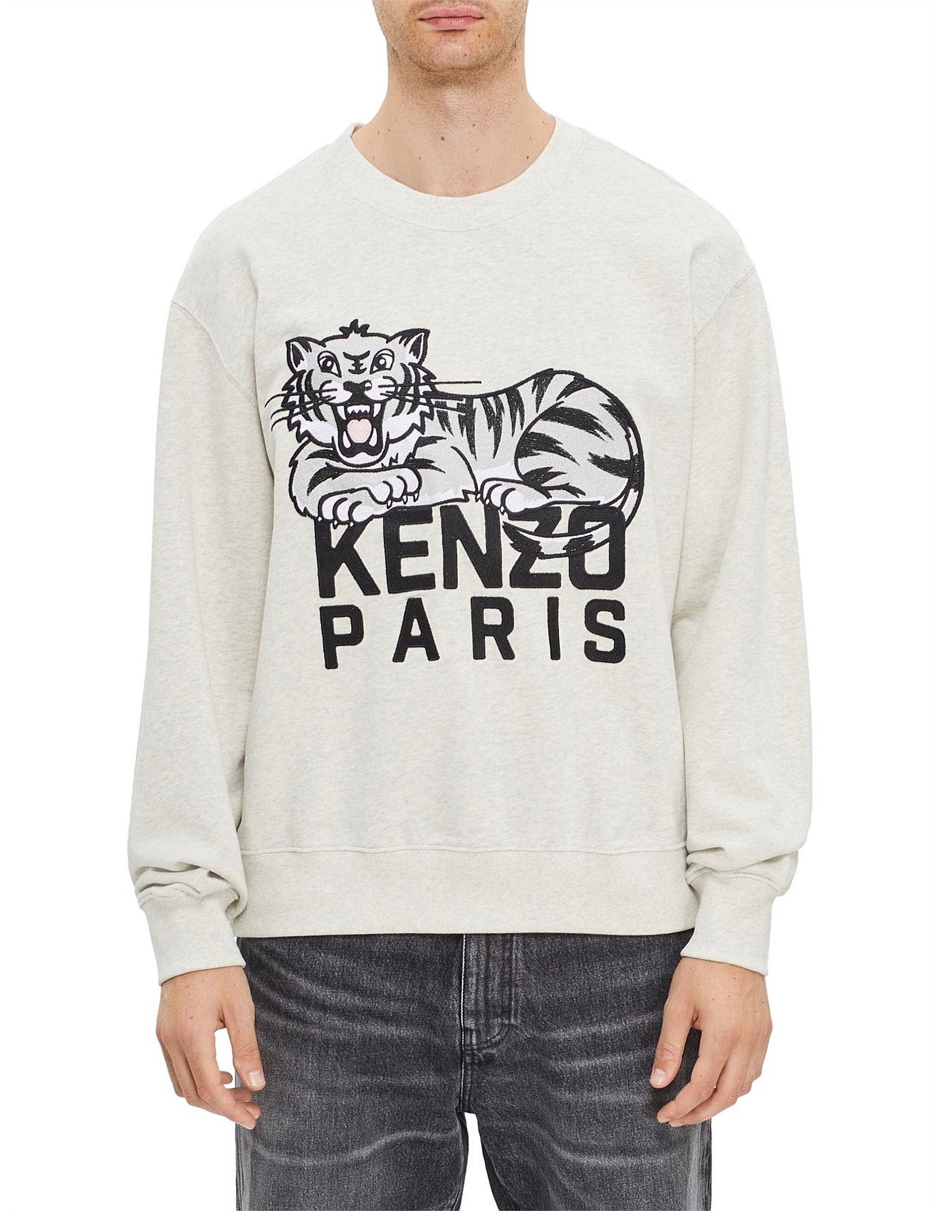 Kenzo Happy Tiger Embroidered Classic Sweatshirt Black David Jones